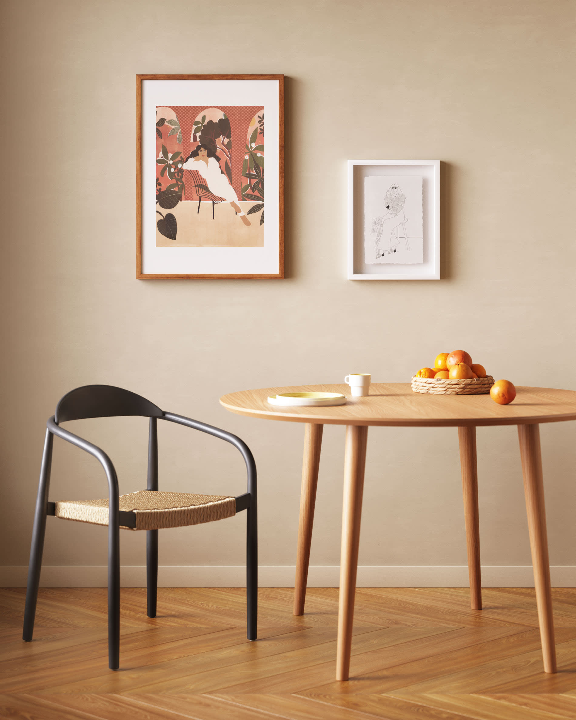 Chaise Nina en bois d'acacia finition noire et corde en papier — Kave Home