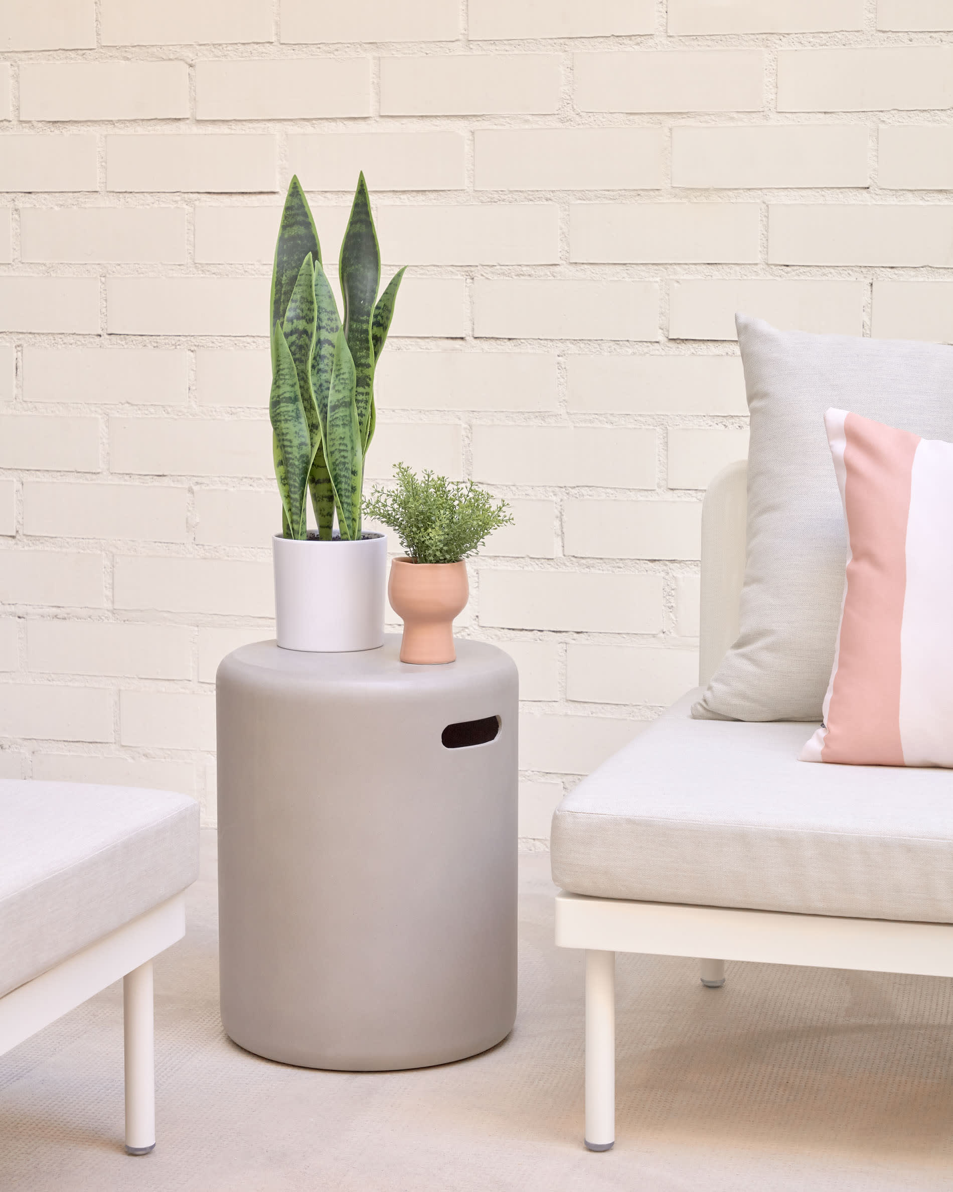 Artificial Sansevieria with white plantpot 55 cm