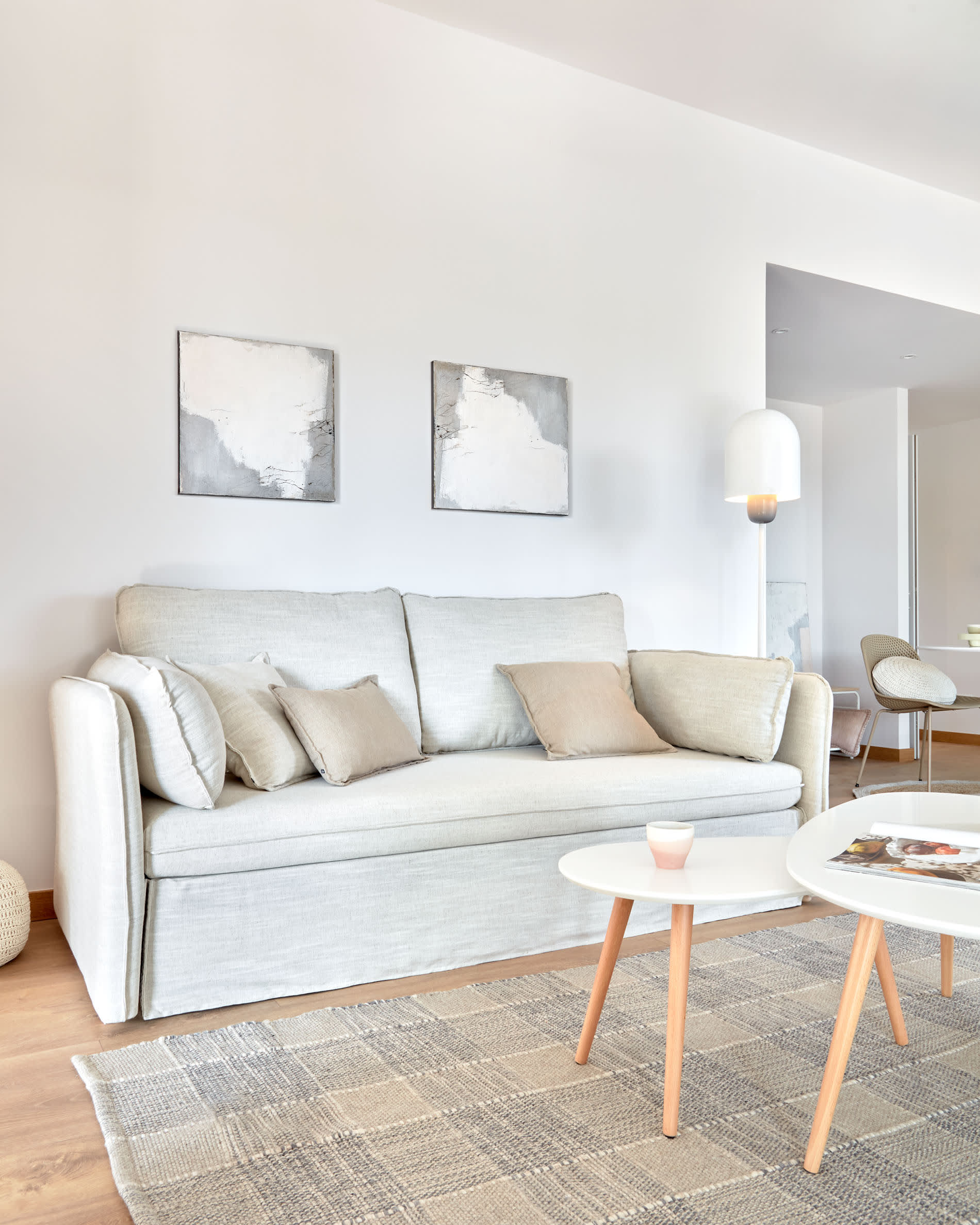Tanit sofa bed in white with natural finish solid beech wood legs, 210 cm FSC Mix Credit