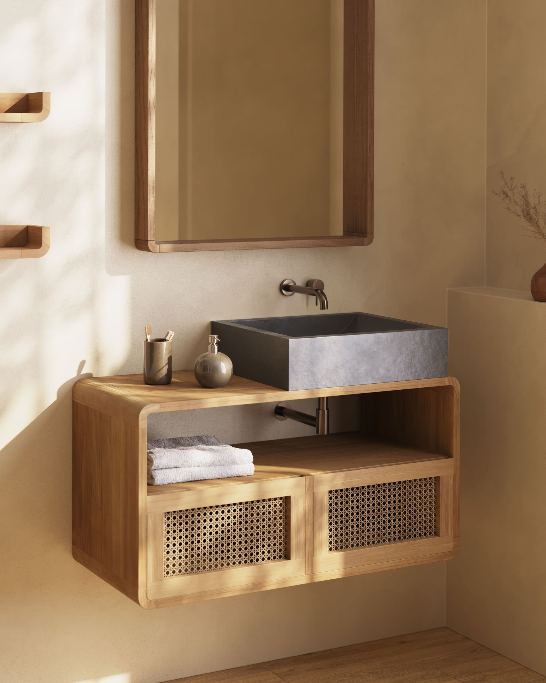 Sabiela solid teak bathroom cabinet 86 x 45 cm