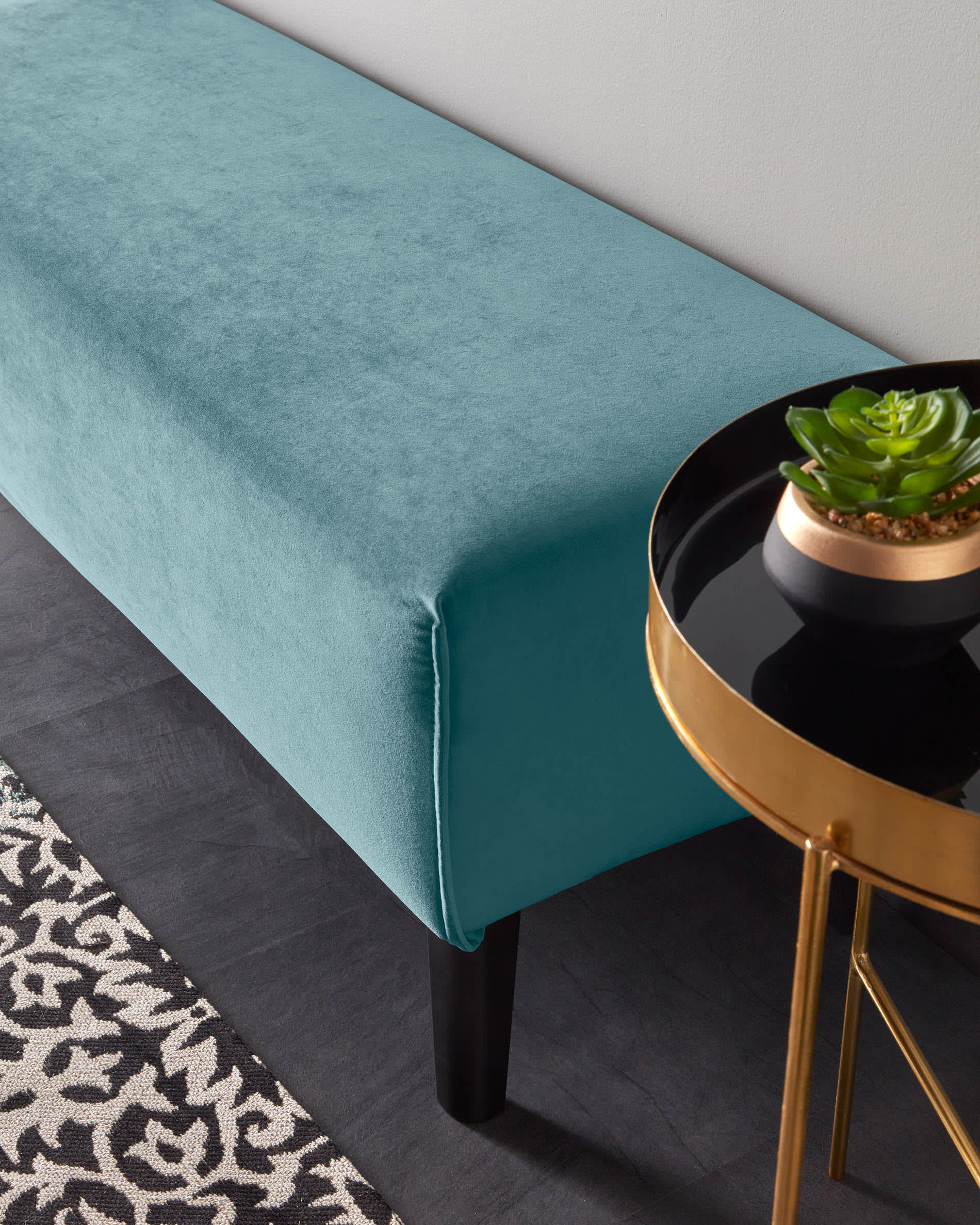 Turquoise velvet Dyla bench 111 cm Kave Home Germany