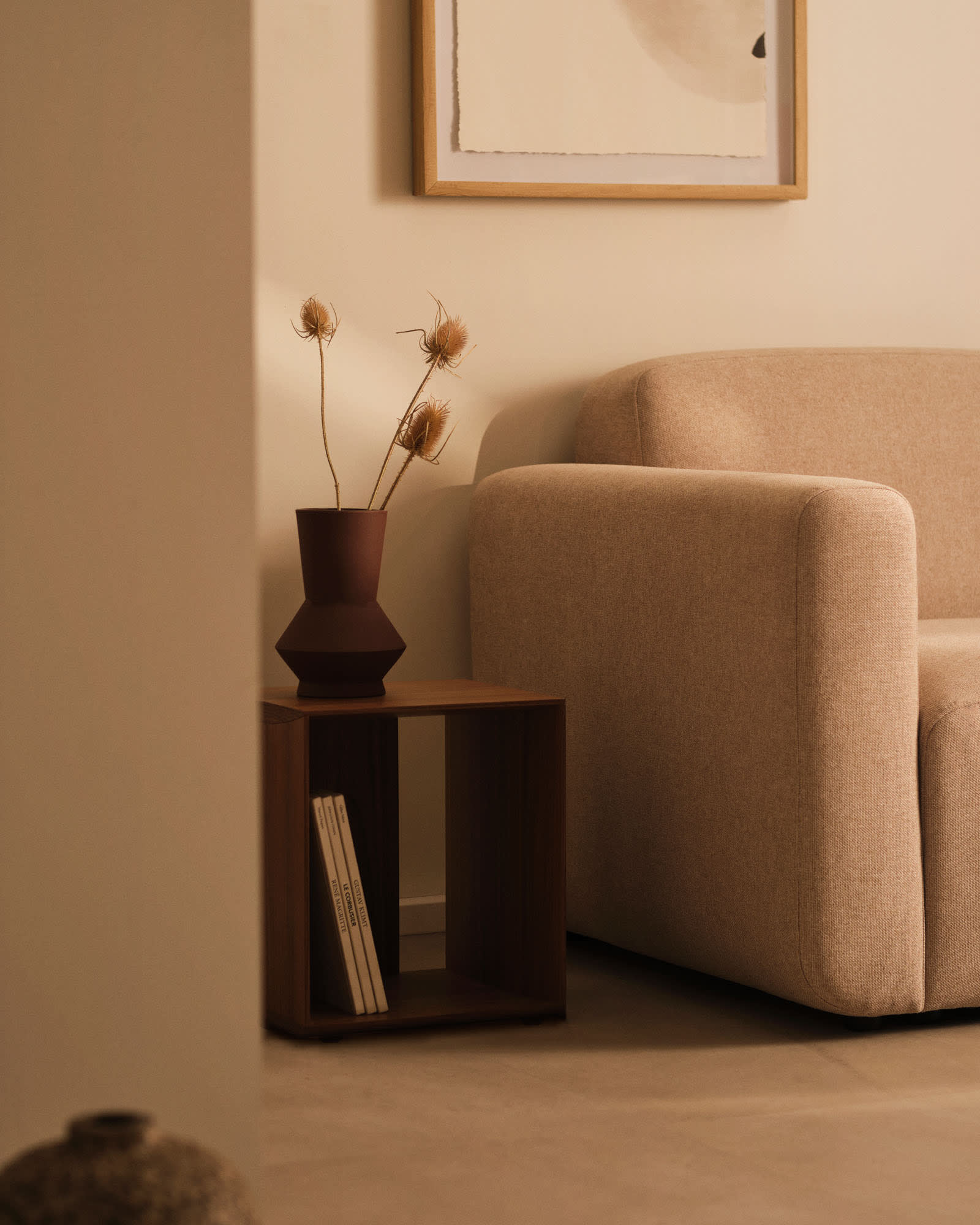 Litto small shelf module in walnut veneer, 34 x 38 cm