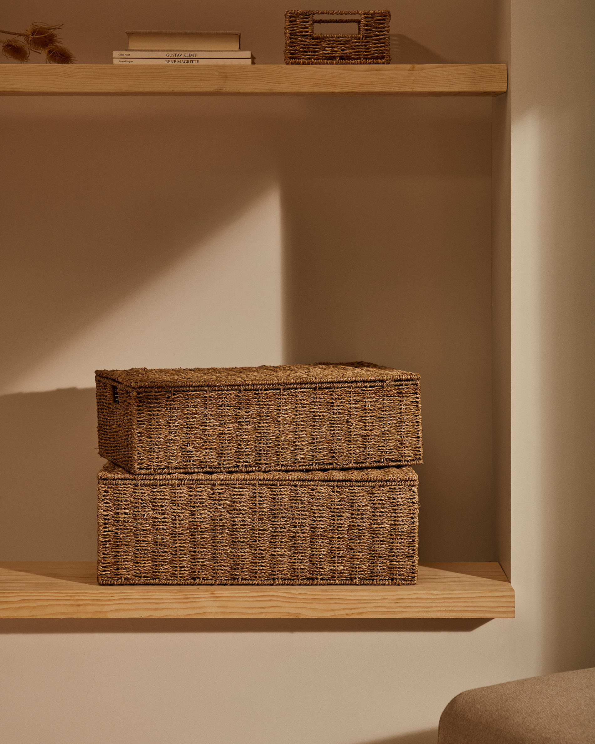 Set Tossa di 2 scatole con coperchio in fibre naturali 57 x 36 cm / 60 x 40 cm