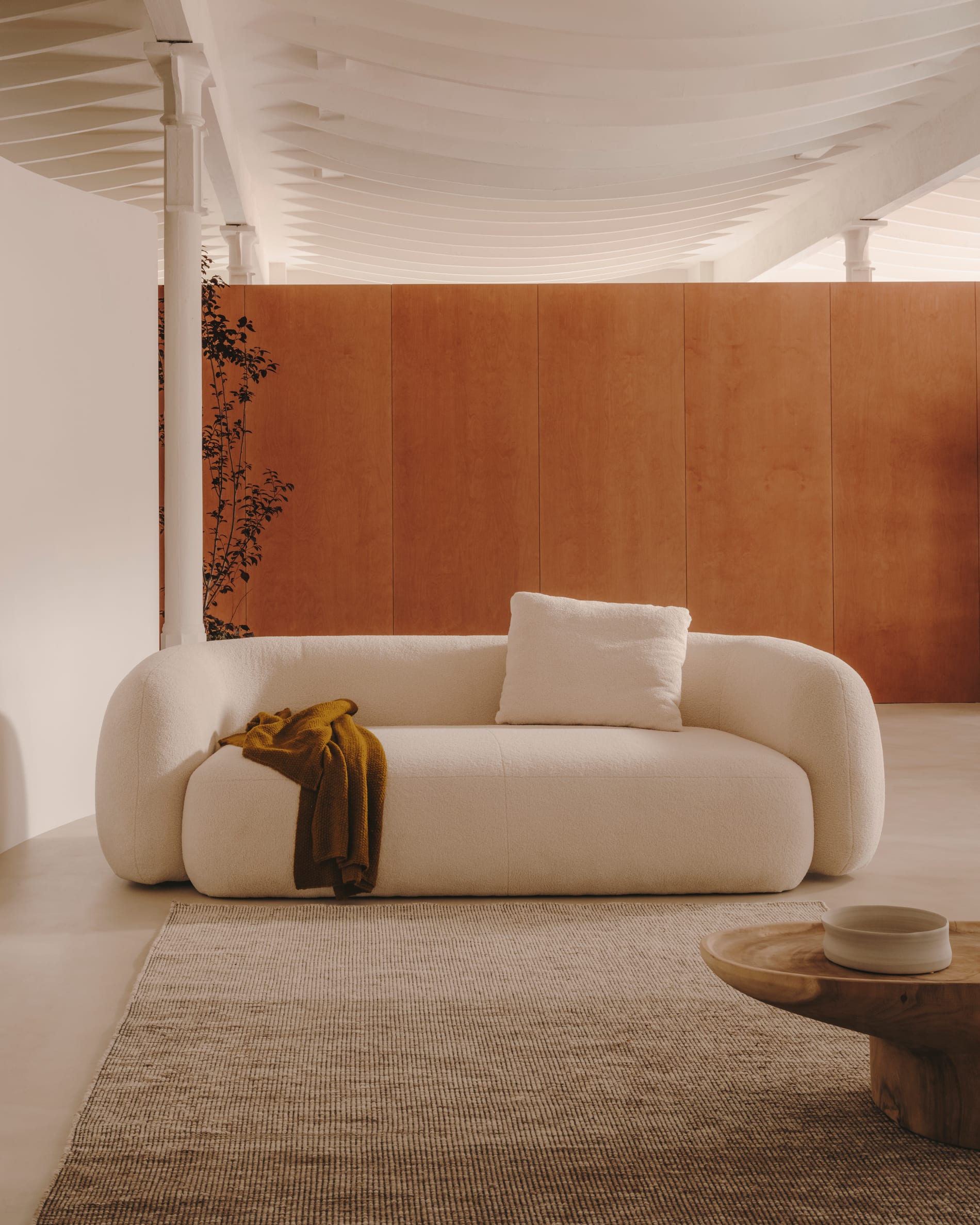 Martina ecru bouclé 3-seater sofa 246cm FSC Mix Credit