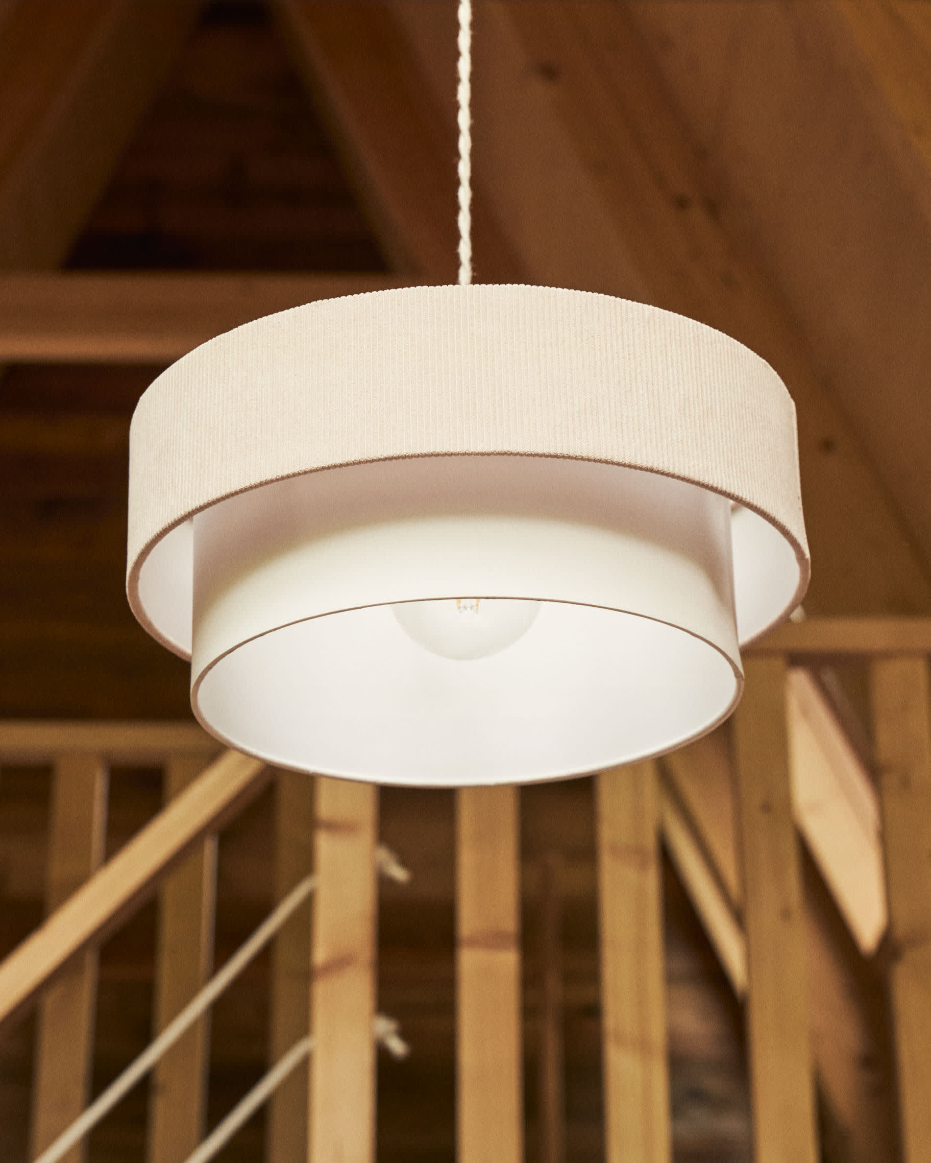 Bianella ceiling lamp in cotton and beige corduroy, Ø 40 cm.