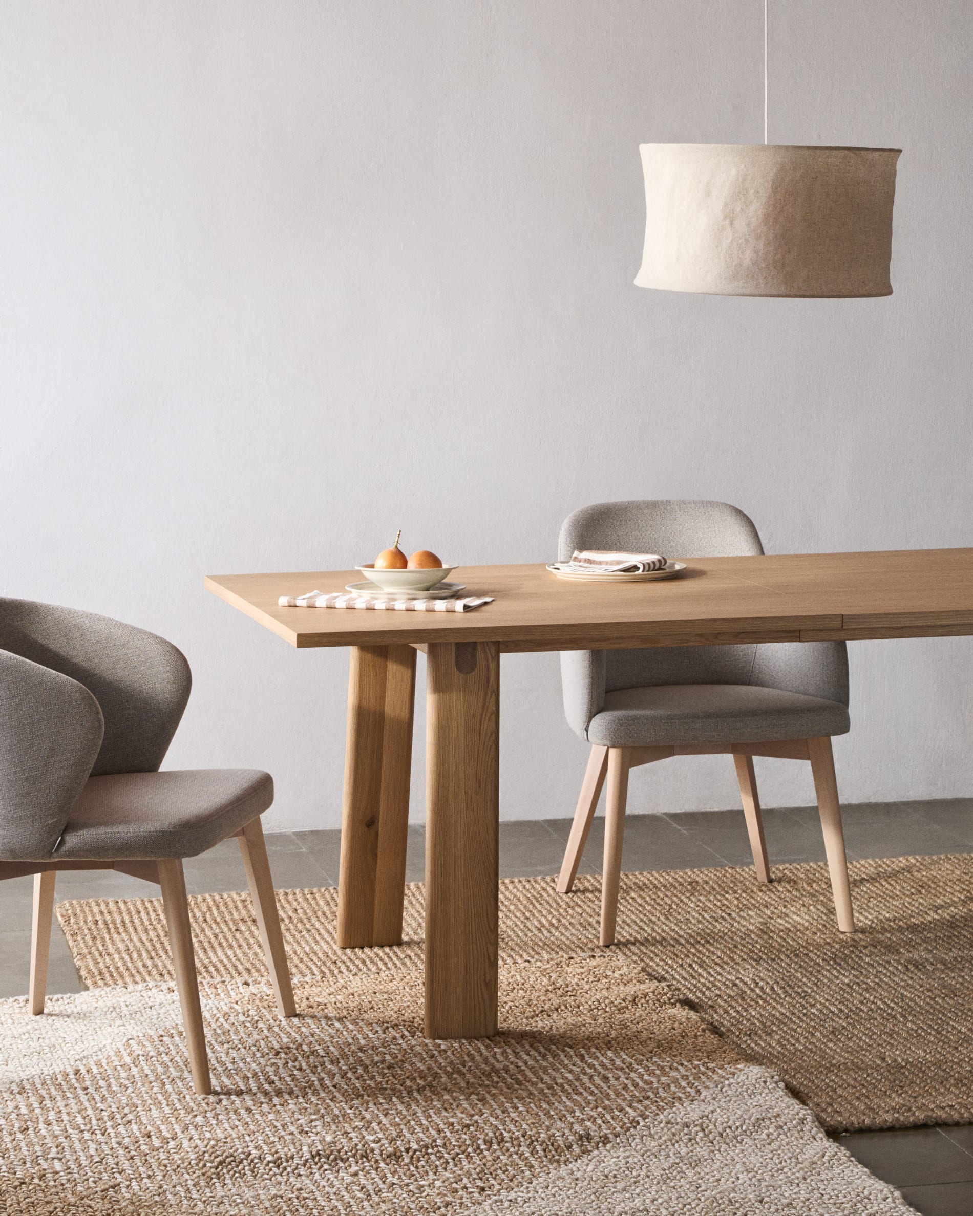 Nelida chair in brown chenille and solid beech wood in a natural finish FSC 100%