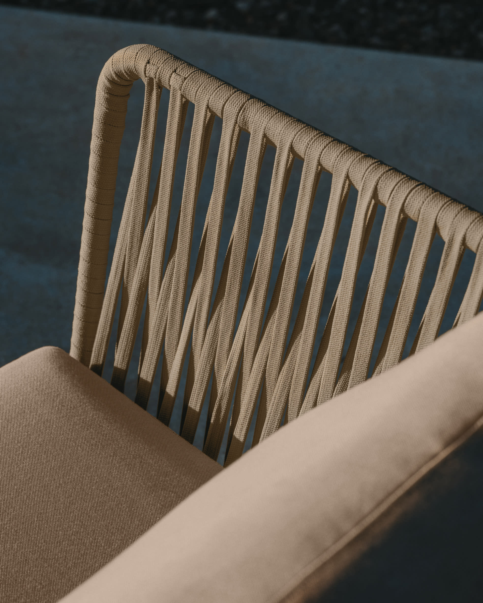 Saconca outdoor armchair made of cord and green galvanised steel