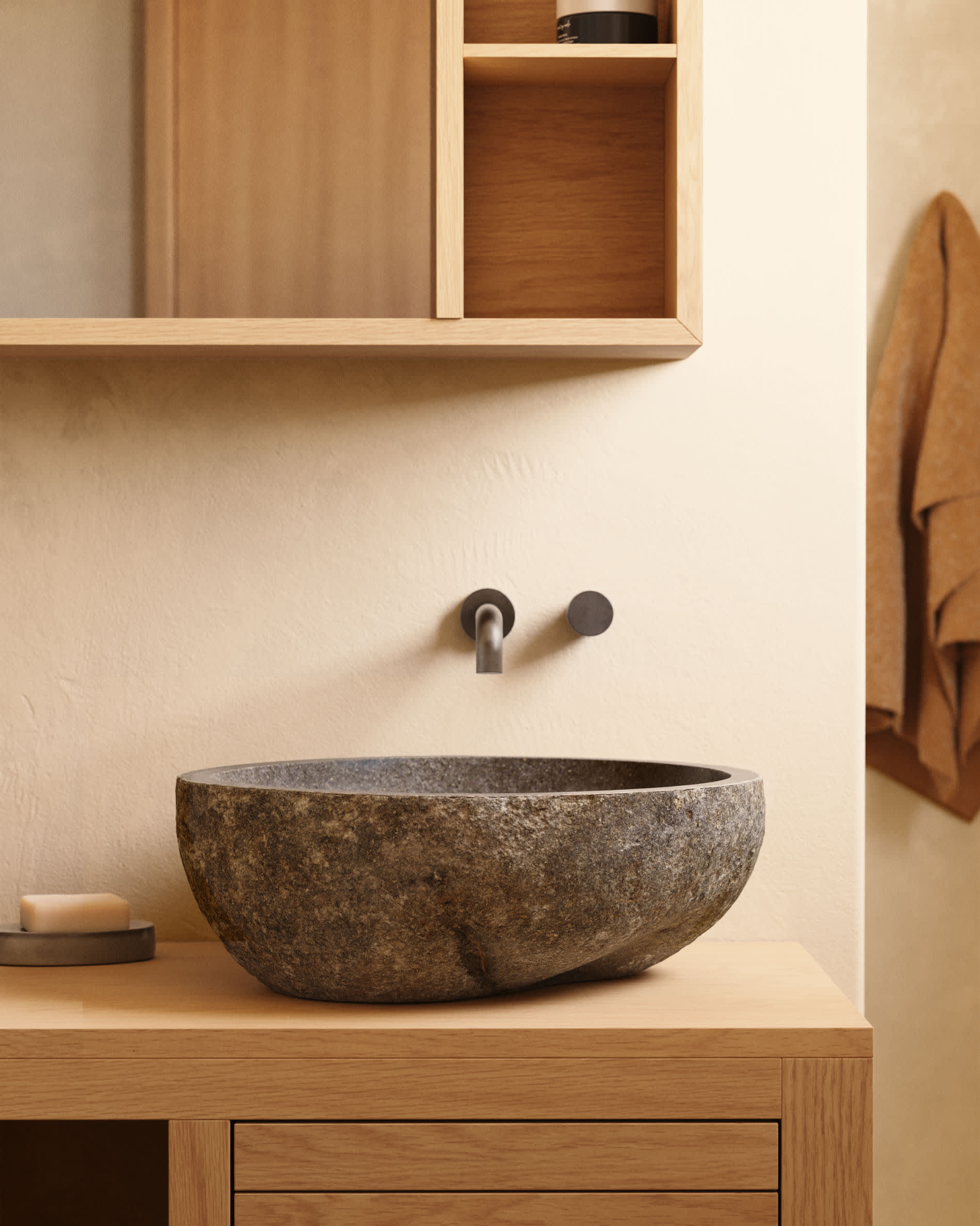Tetsu stone wash basin, Ø 30-35 cm