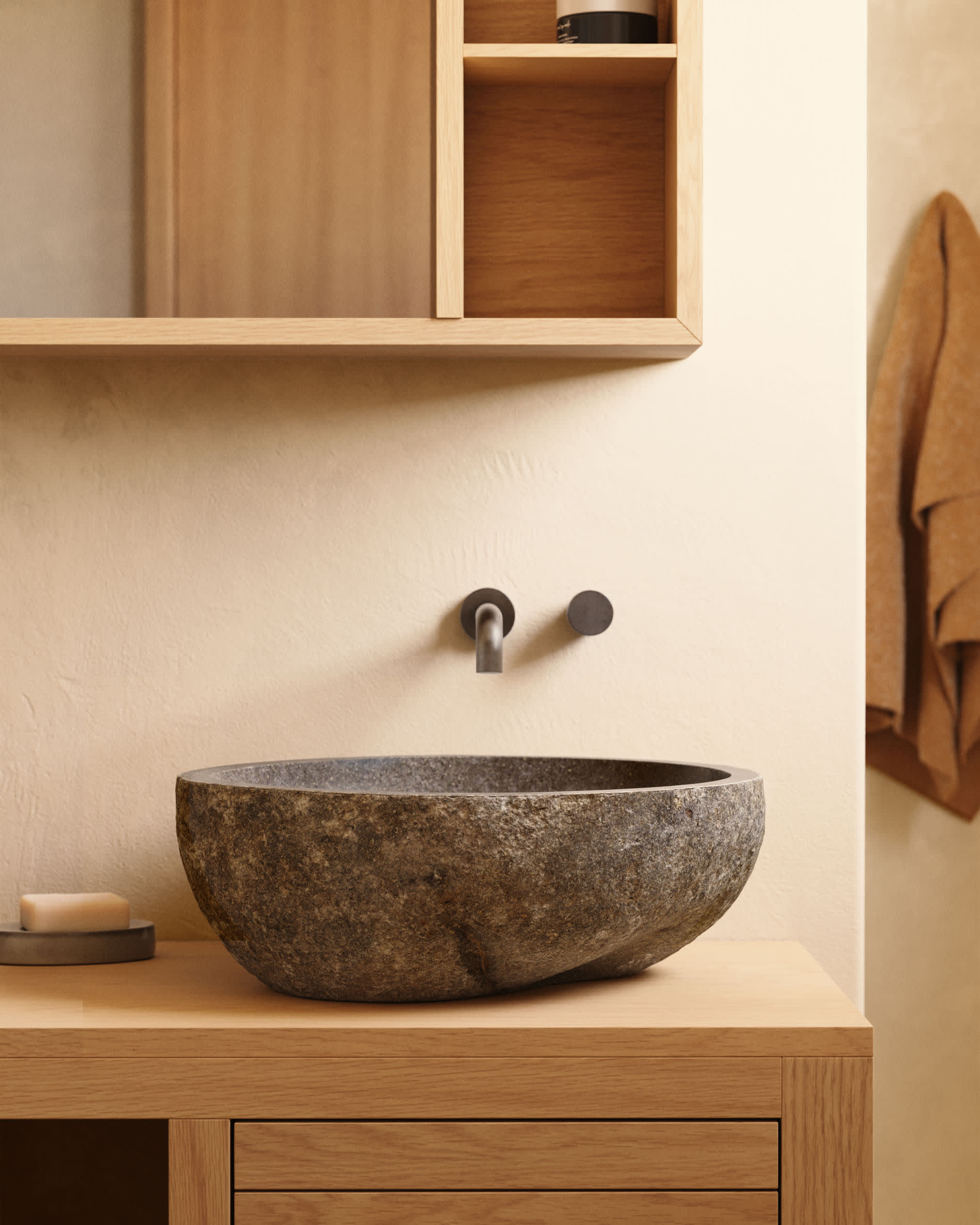 Vasque à poser Tetsu en pierre Ø 40 cm