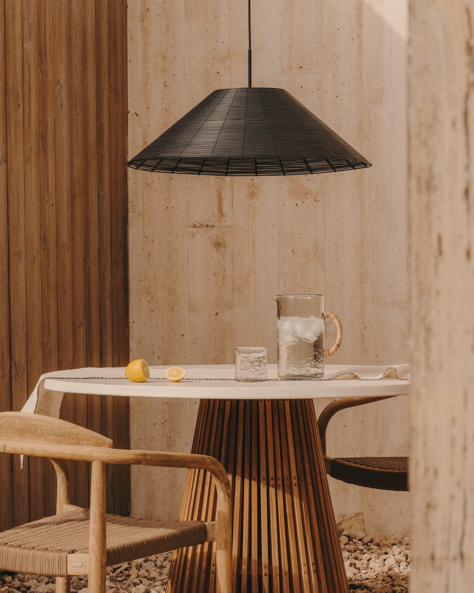 Saranella lampshade for outdoor ceiling lamp in black synthetic rattan Ø 70cm