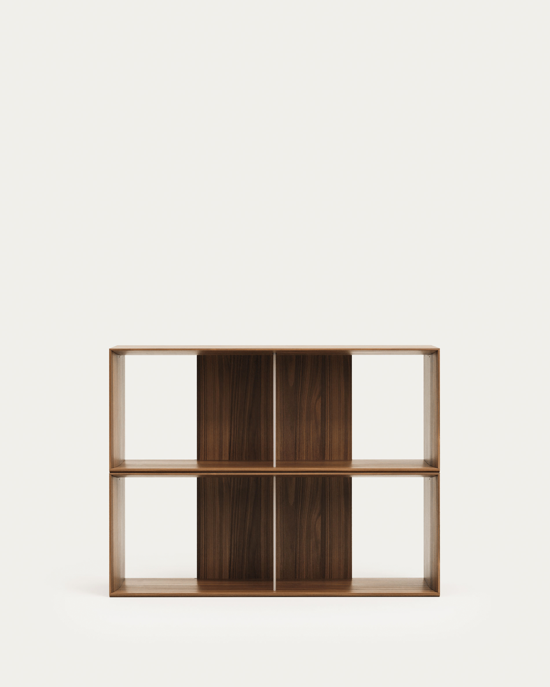 Litto set of 2 modular shelving units in walnut wood veneer, 101 x 76 cm