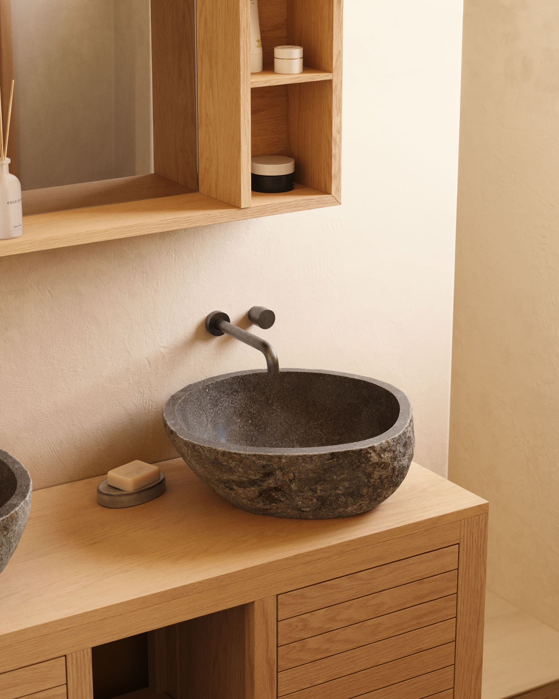Tetsu stone wash basin, Ø 30-35 cm