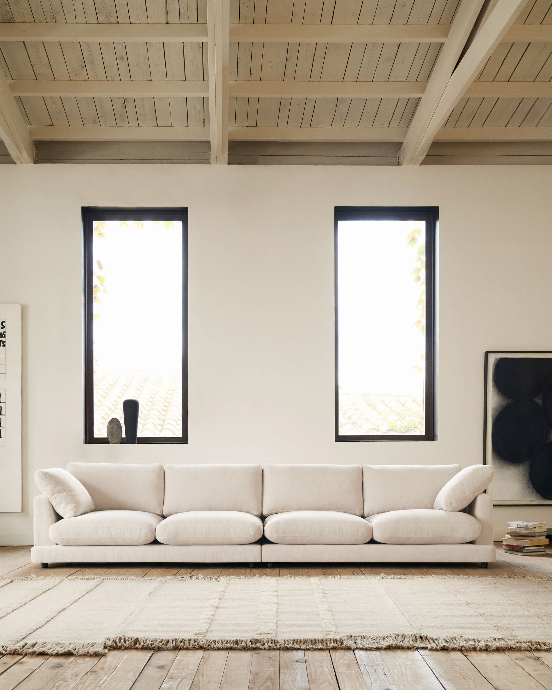 Gala 6-seater beige chenille sofa FSC Mix Credit 390cm