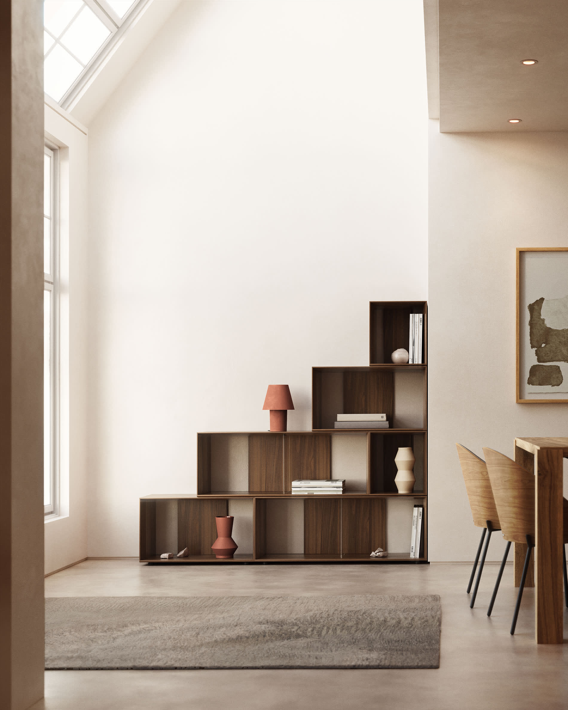 Litto medium shelf module in walnut veneer, 67 x 38 cm