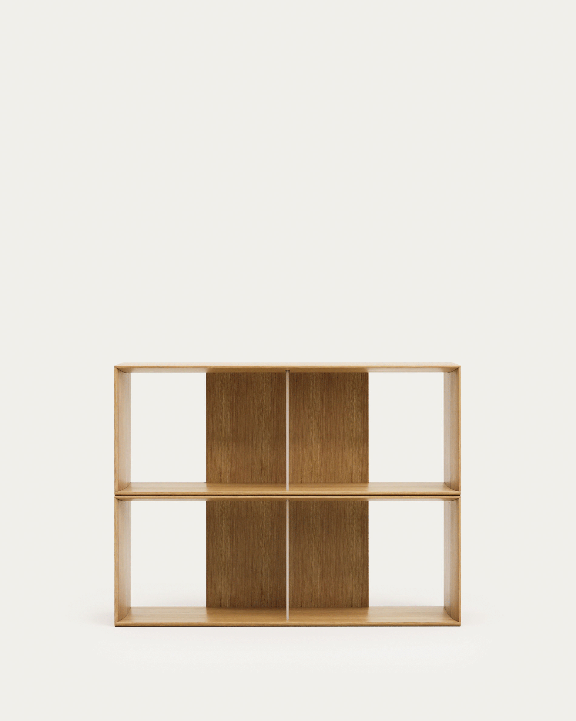Litto set of 2 modular shelving units in oak wood veneer, 101 x 76 cm