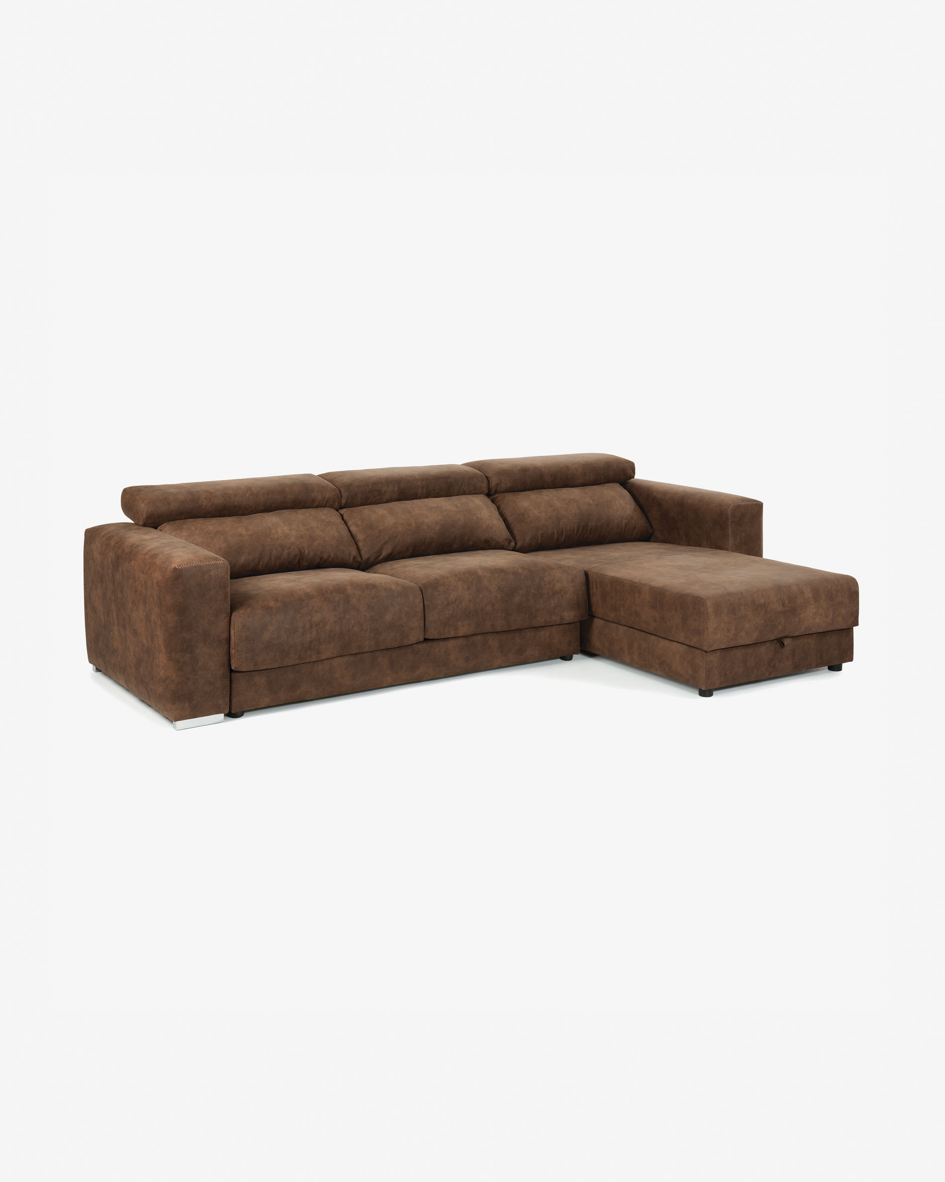 Rust brown 3-seater Atlanta sofa with chaise longue 290 cm