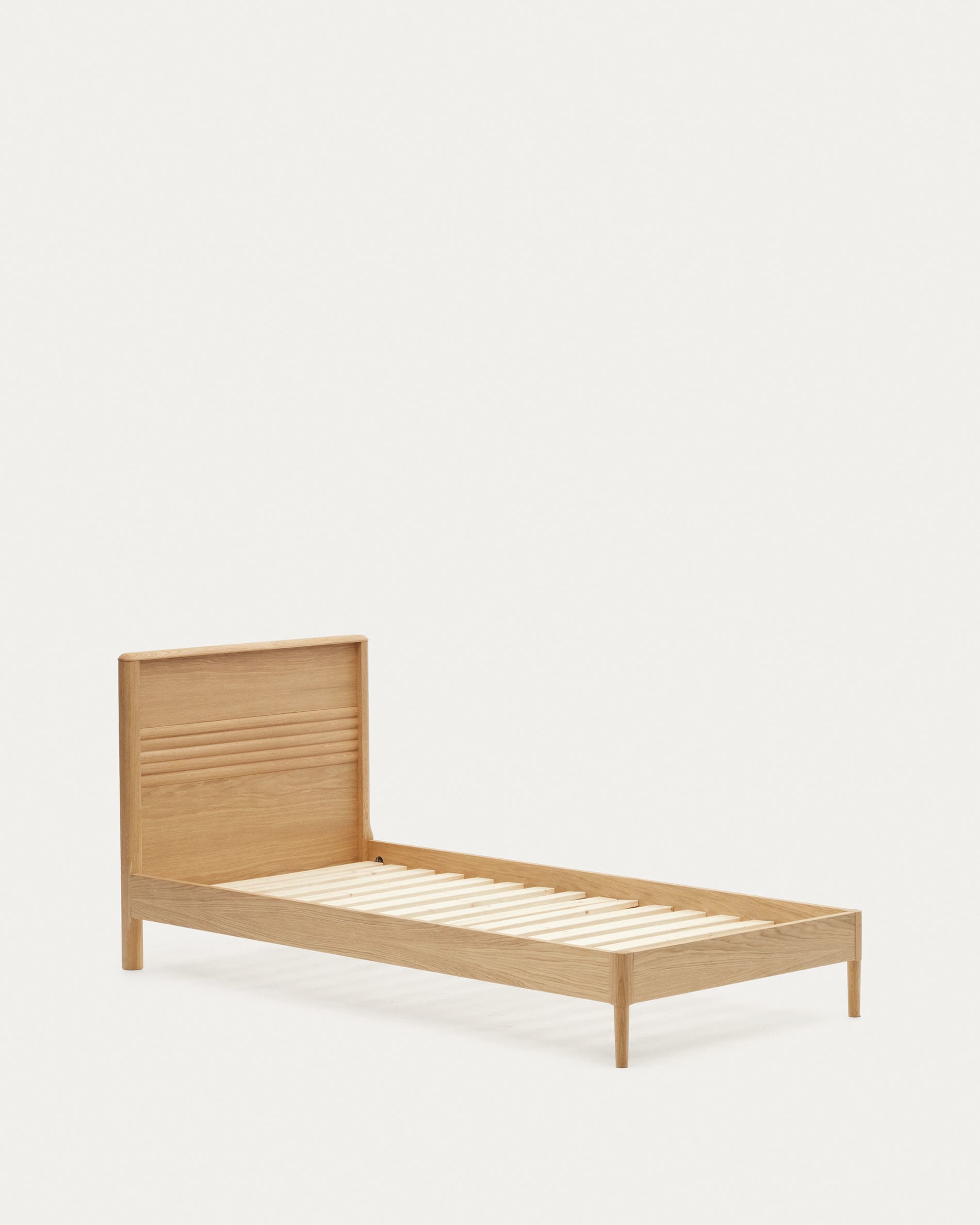 Lenon oak wood and veneer bed for 90 x 200 cm mattress, FSC MIX Credit