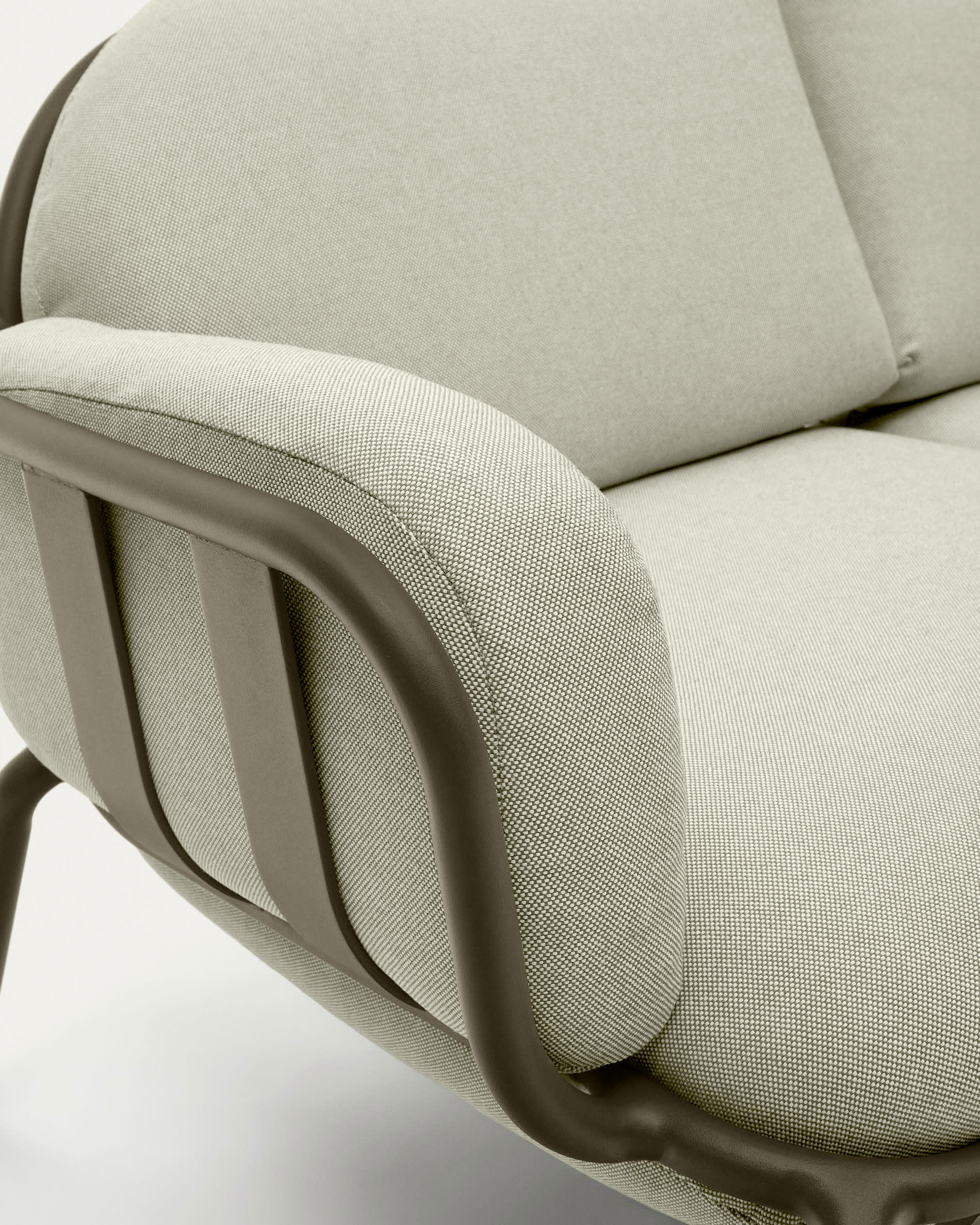 Joncols outdoor 2-seater sofa in aluminium with green painted finish and beige cushions 164cm