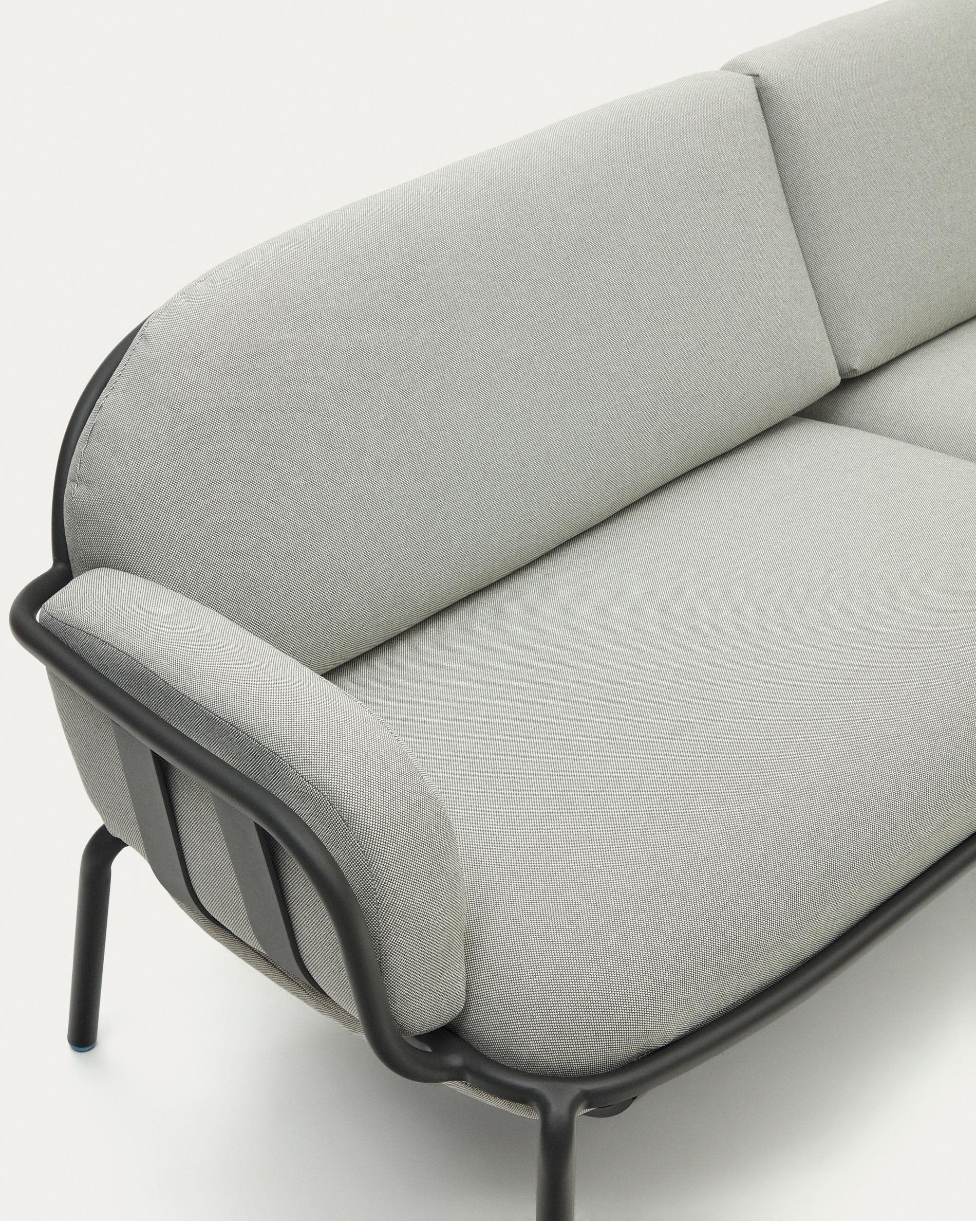 Joncols outdoor aluminium 3 seater sofa with powder coated grey finish, 224 cm