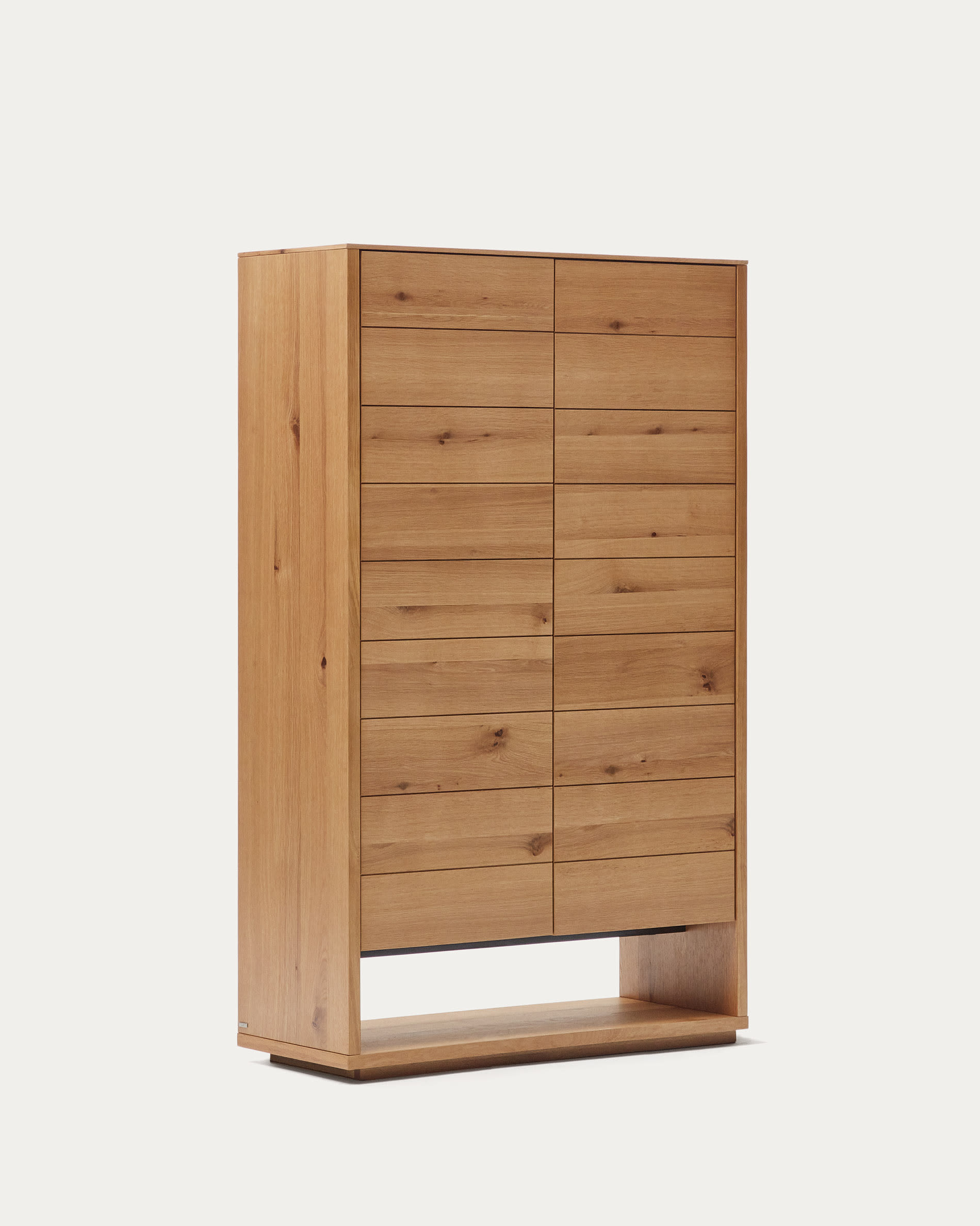 Alguema tall sideboard with 2 doors in oak wood veneer with natural finish, 100 x 163,5 cm