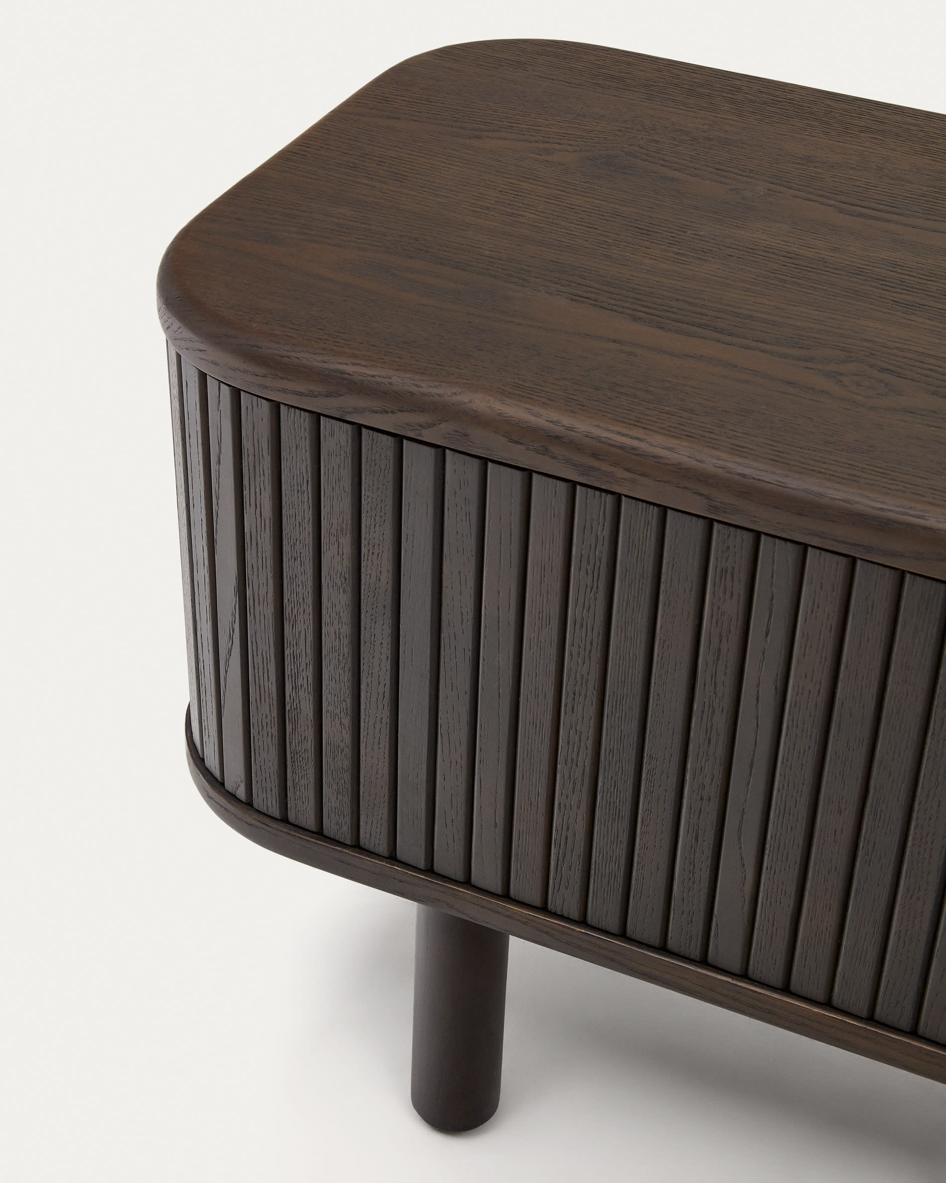 Mailen 2 door TV stand in ash veneer with a dark finish 200 x 50 cm