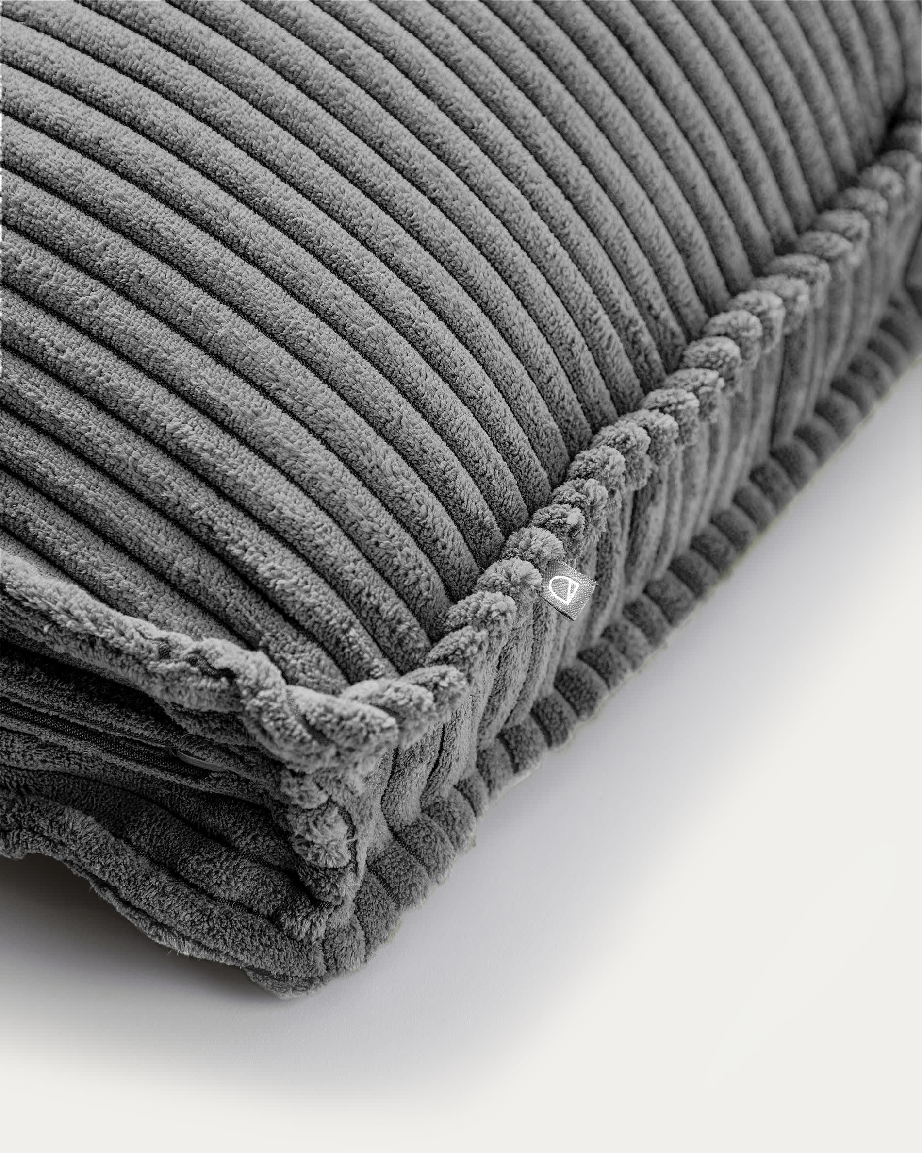 Blok fire-retardant cushion in thick grey corduroy 40 x 60cm