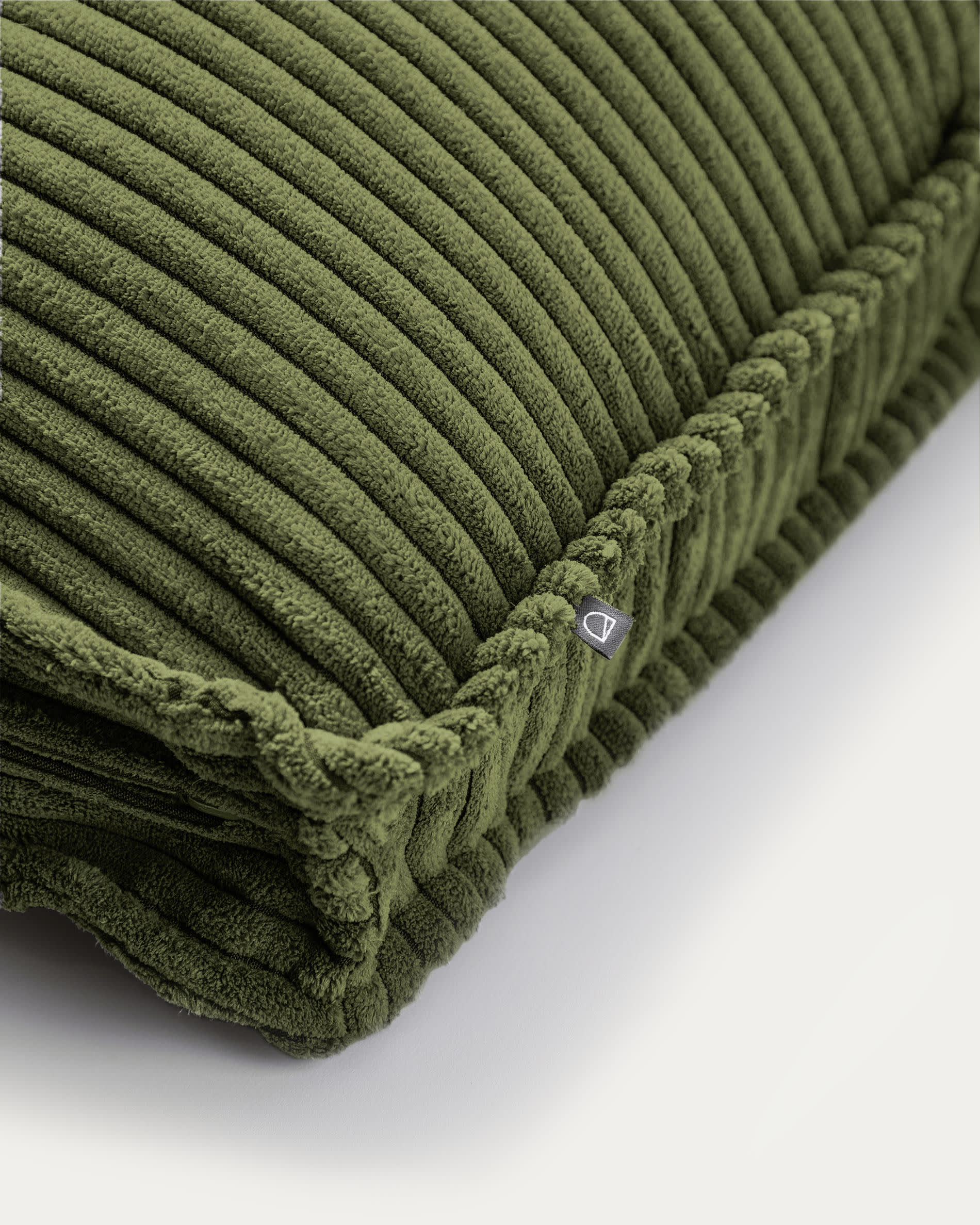 Blok fire-retardant cushion in thick green corduroy 40 x 60cm