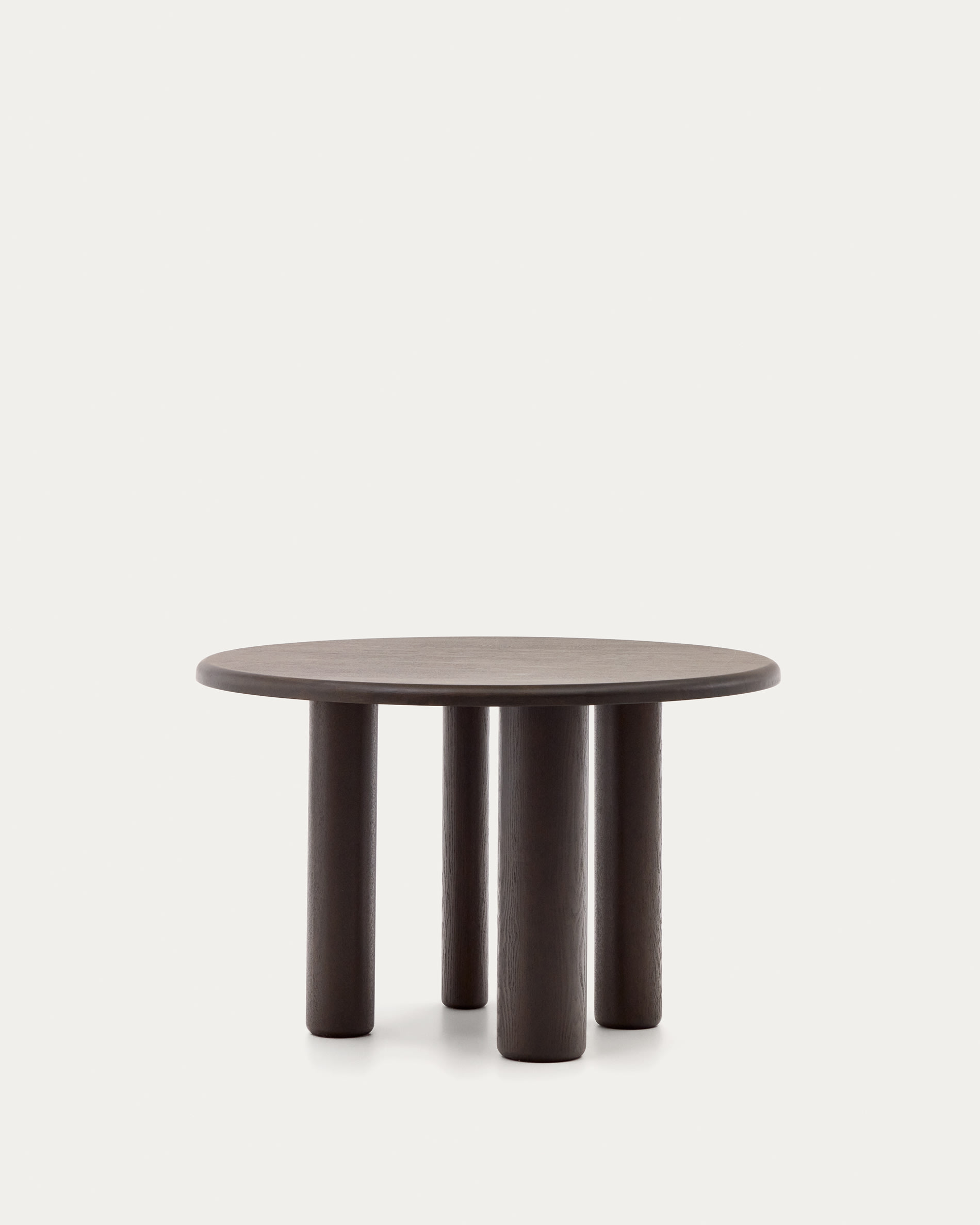 Mailen round table in ash wood veneer with dark finish, Ø 120 cm