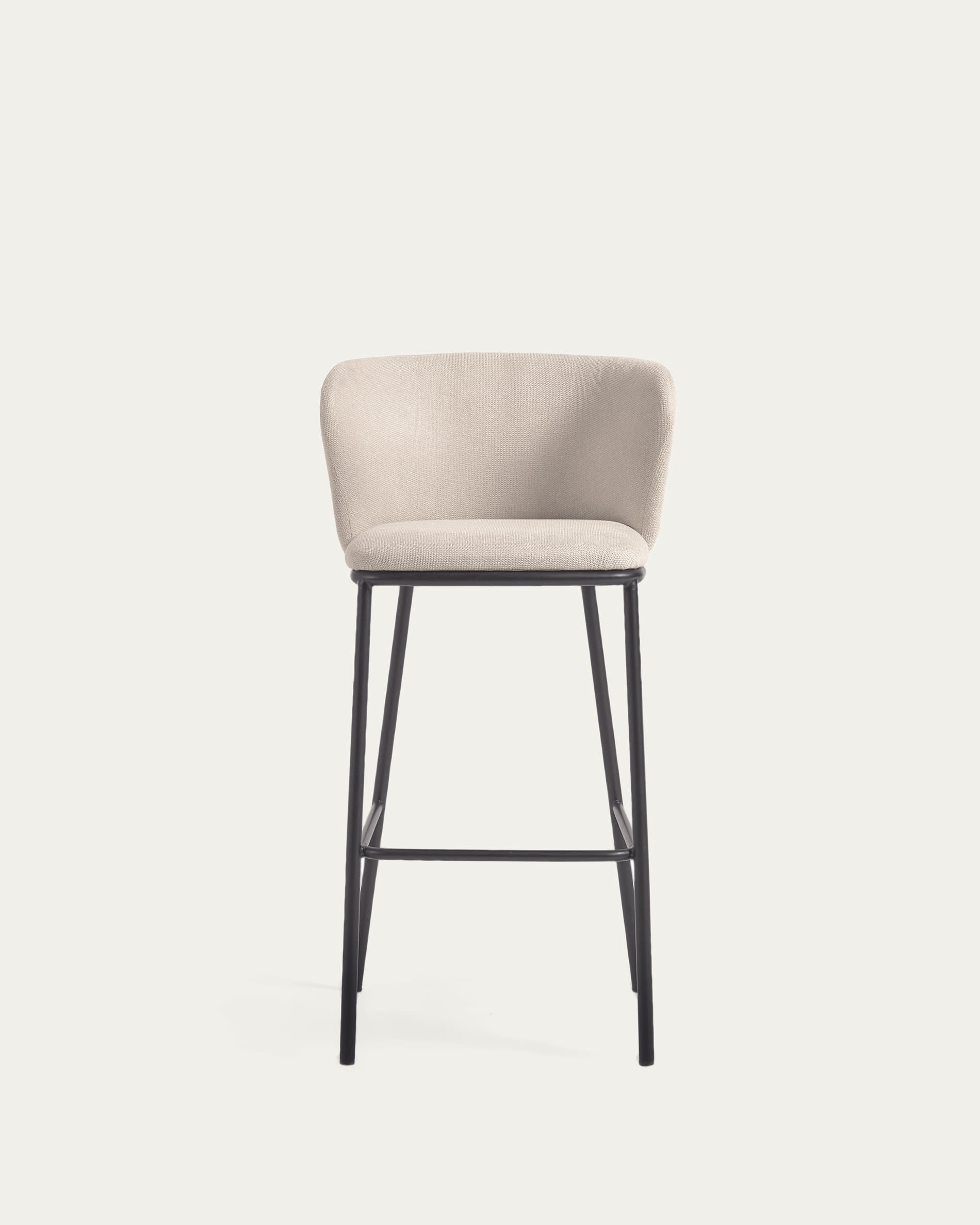 Ciselia stool in beige chenille and black steel legs height 75 cm FSC Mix Credit