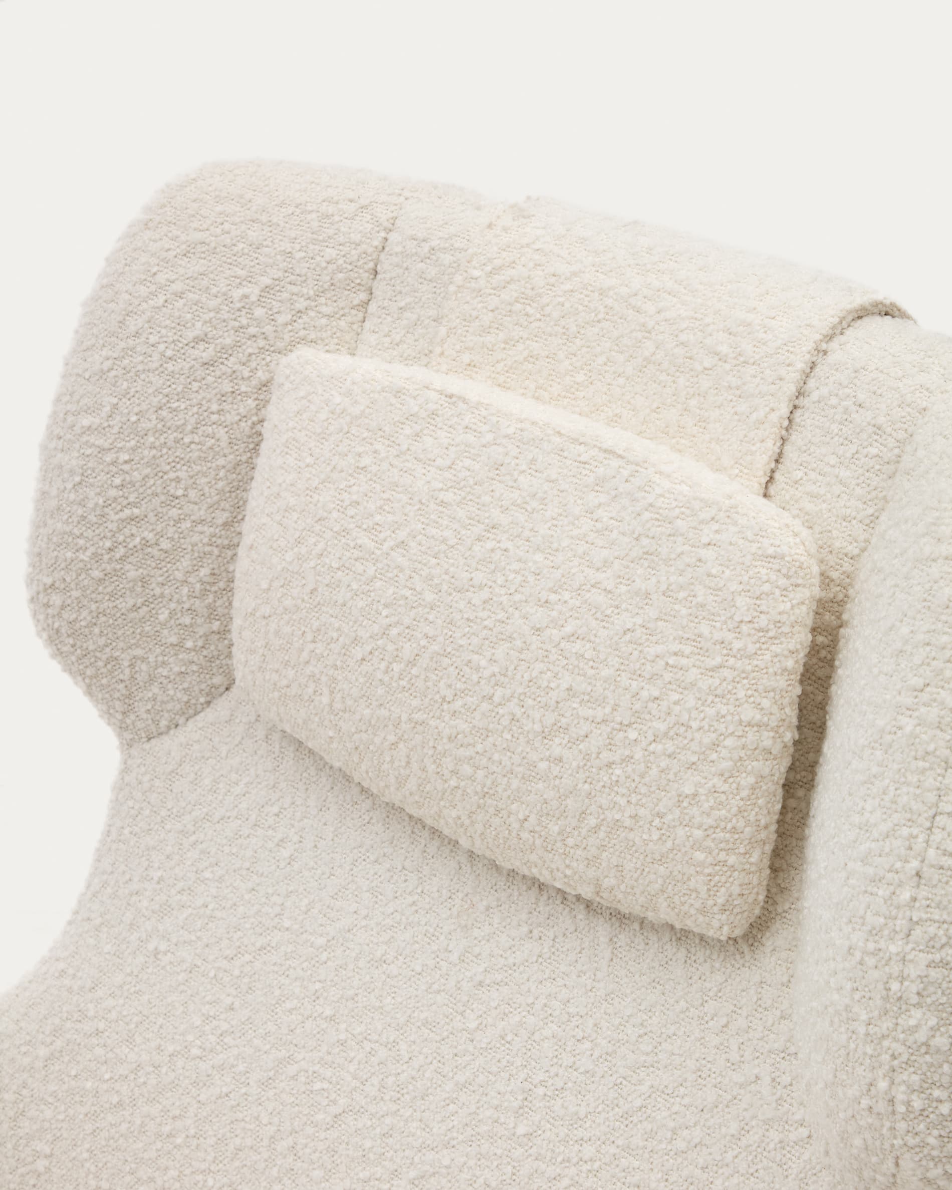 Zalina swivel armchair in white bouclé and steel with black finish FSC 100%