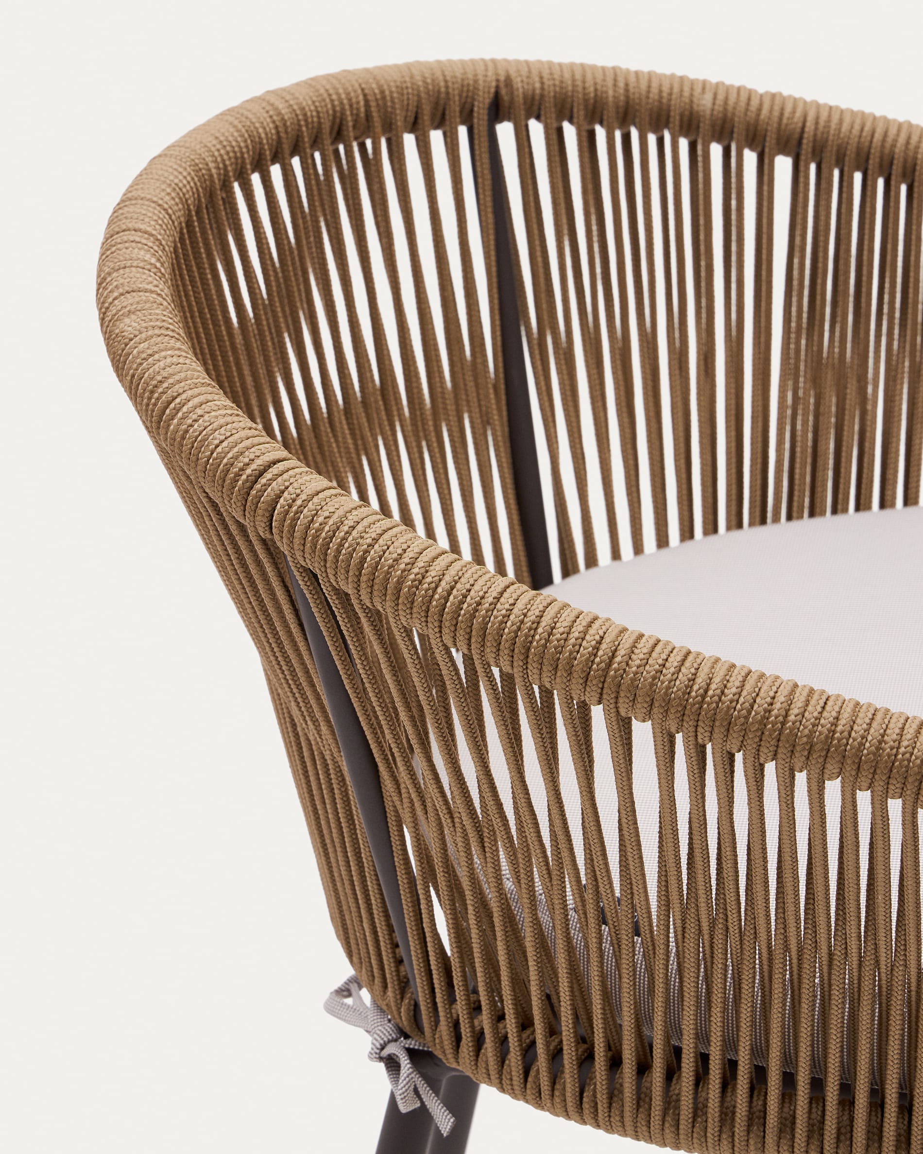 Yanet stool made from beige cord and galvanised steel, height 65 cm