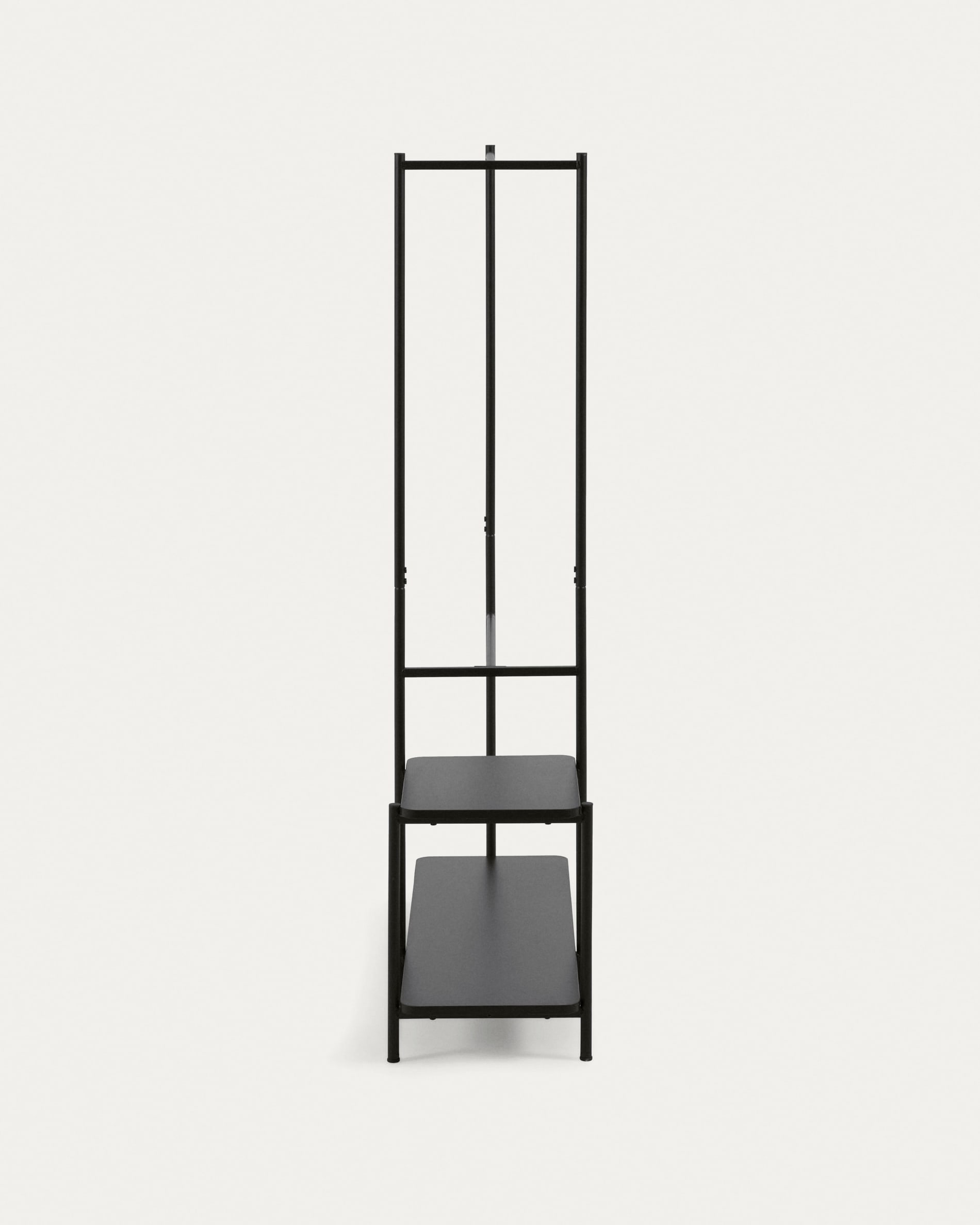 Galatia melamine and metal clothes rail with bench in black finish 100 x 150 cm