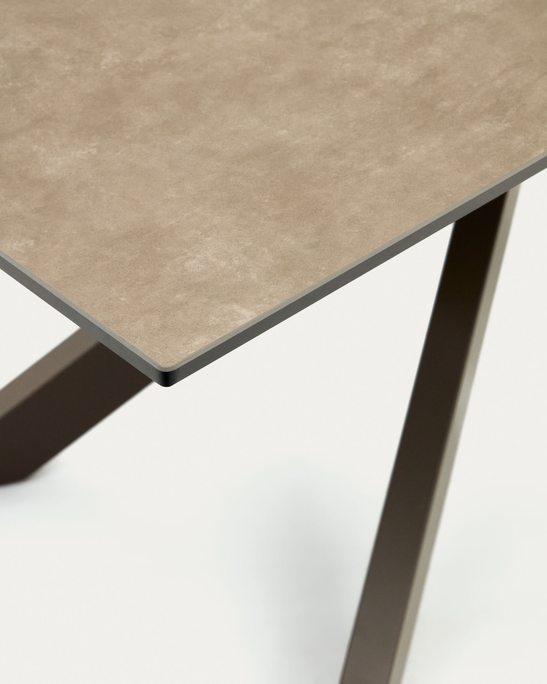 Atminda extendable table, porcelain and steel legs with a grey finish, 160 (210) x 90 cm
