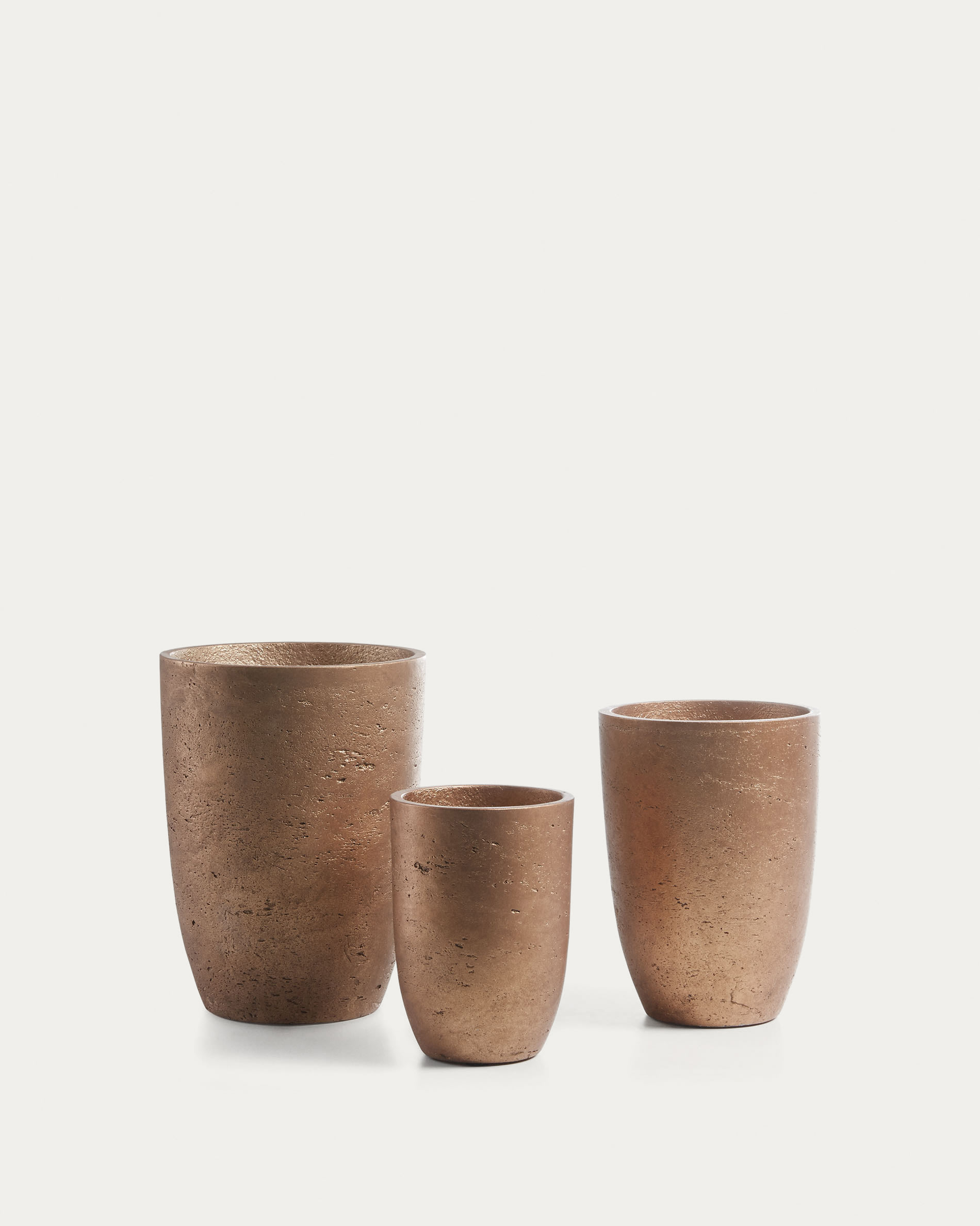 土物灰入20cm14cm Low set of 3 planters copper Ø 20 cm / Ø 17 cm / Ø 13 cm