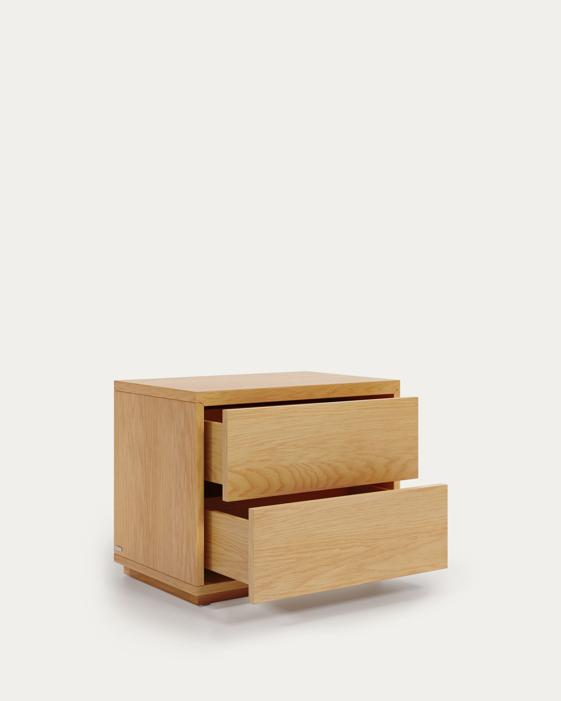 Abilen oak veneer and white lacquer bedside table, 53 x 44 cm, certified FSC 100%