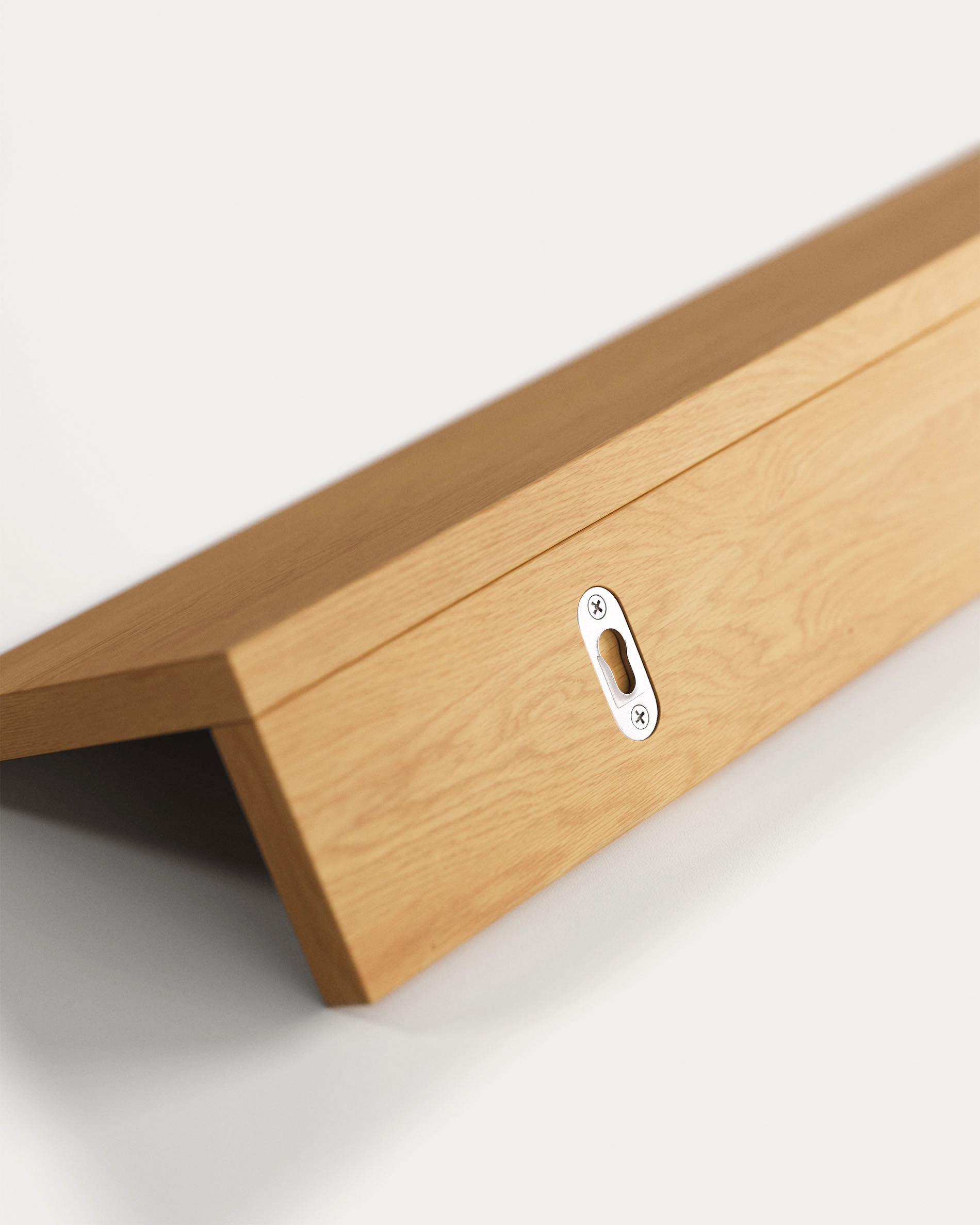 Abilen oak veneer and white lacquer shelf, 120 x 15 cm, FSC™ 100% certified