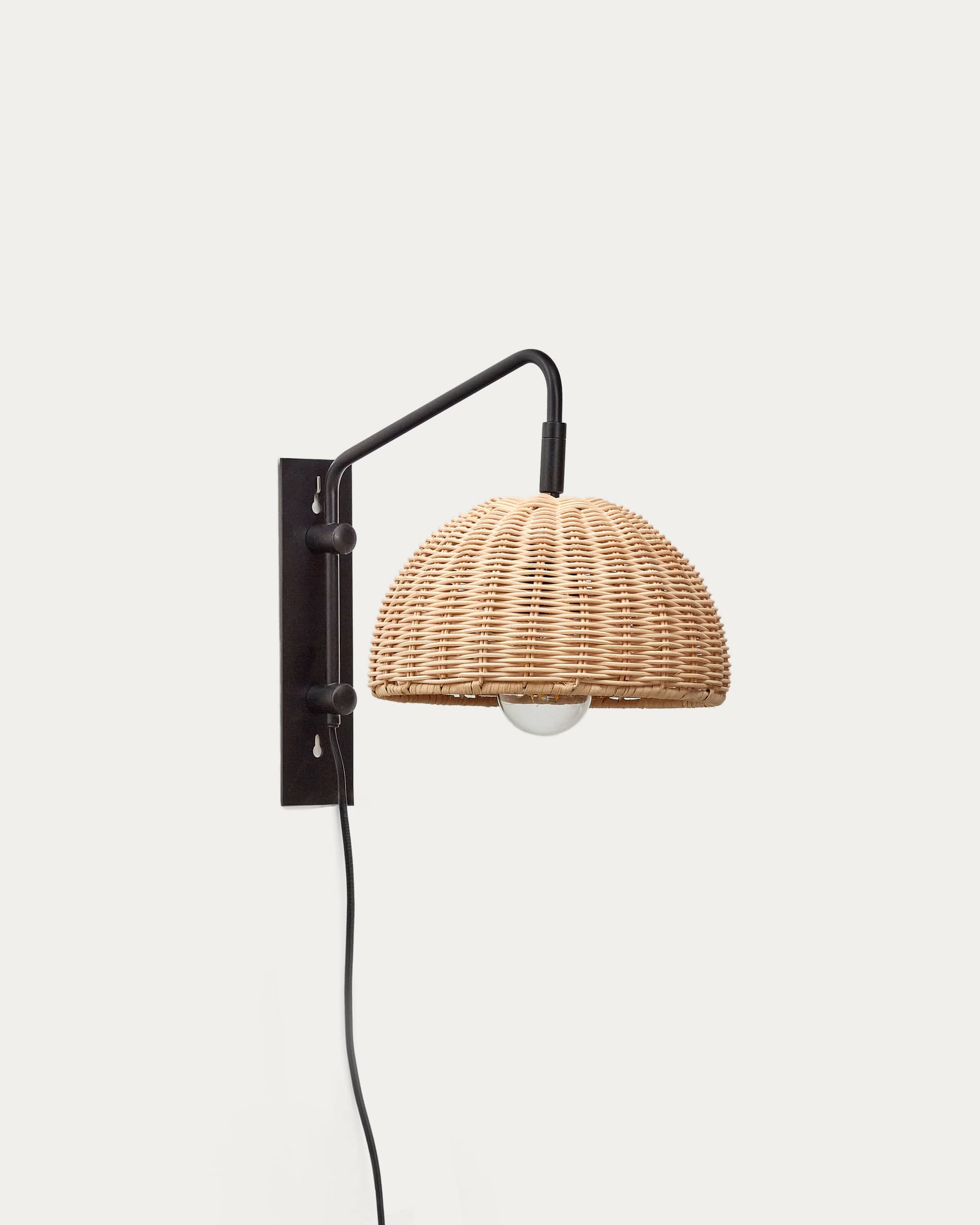 Lampada Da Terra In Rattan E MetallO - Design Boho/Scandinavo, 120cm, 3 Lampadine E27 - Effetto Luce Parete - Foto 2
