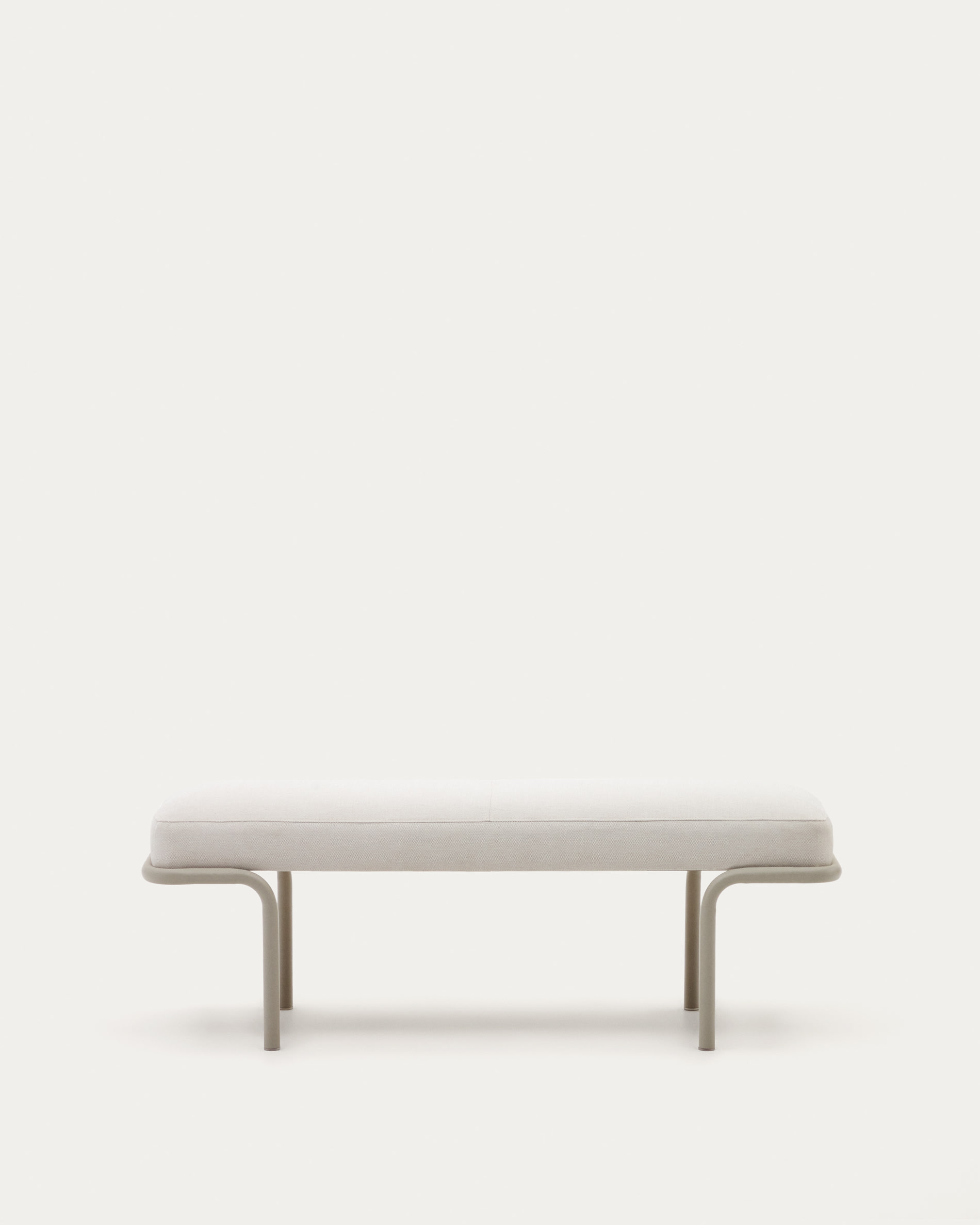 Compo bench in beige chenille and beige metal structure, 130 cm | Kave Home