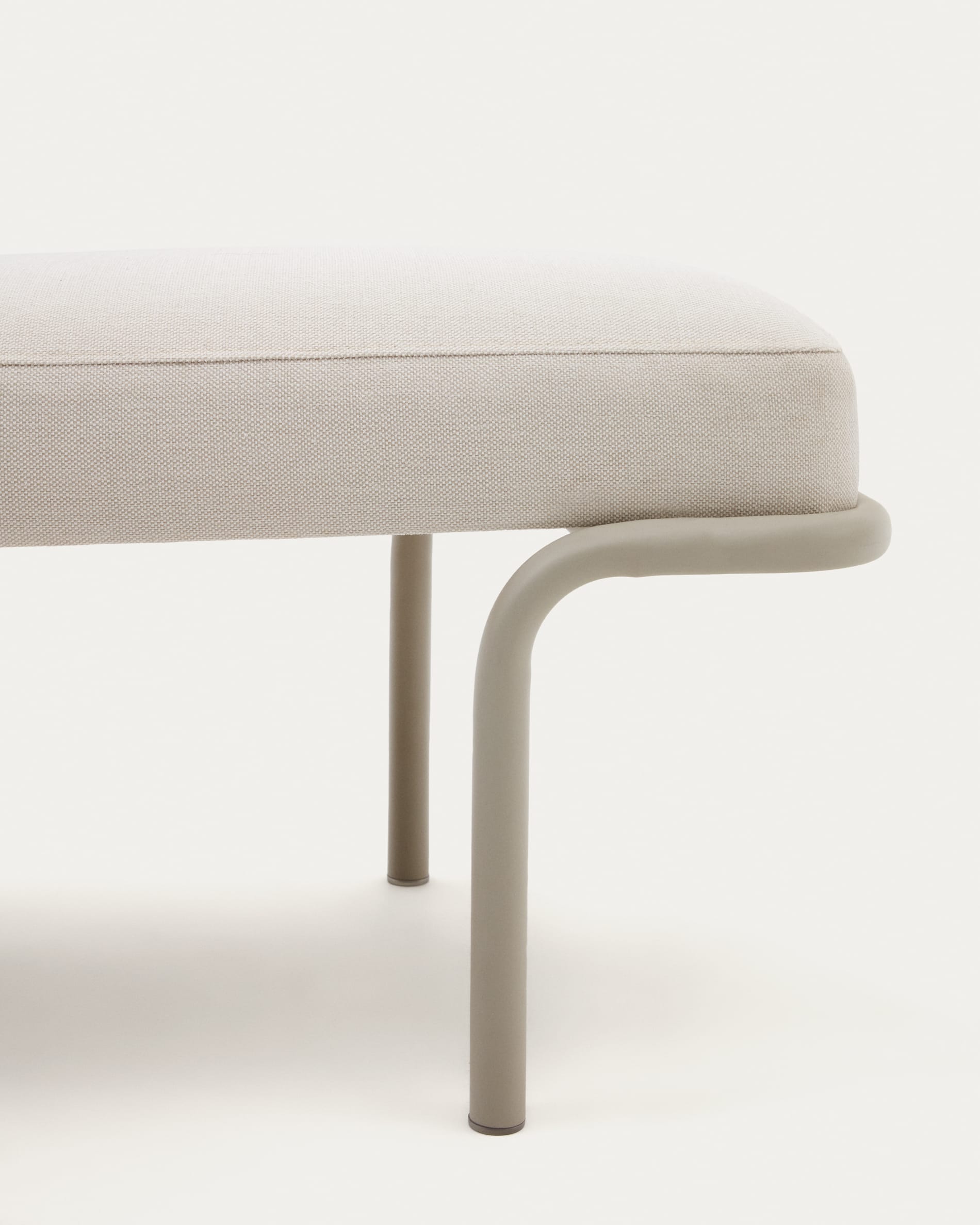 Compo bench in beige chenille and beige metal structure, 130 cm