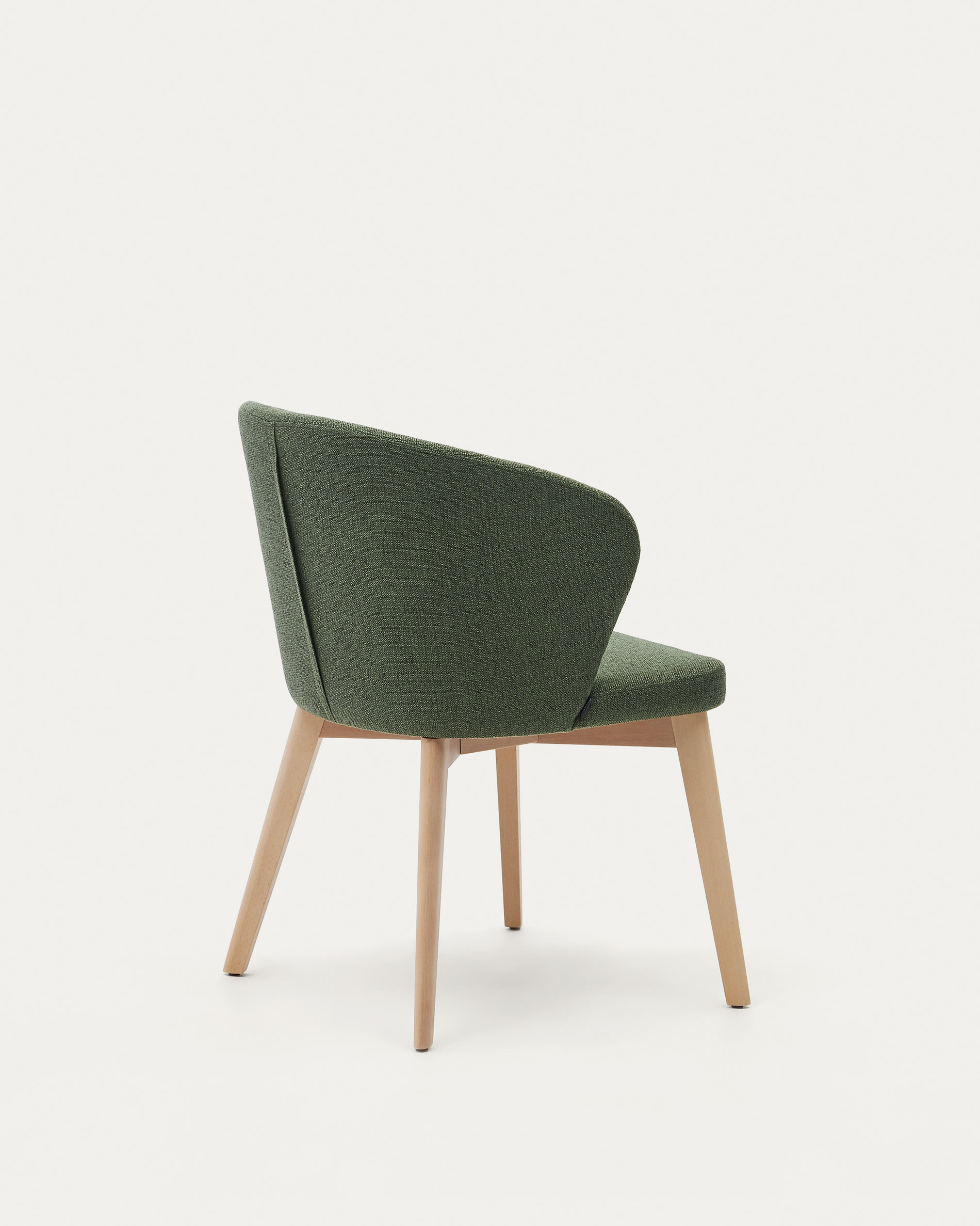 Darice chair in green chenille and solid beech wood in a natural finish FSC 100%