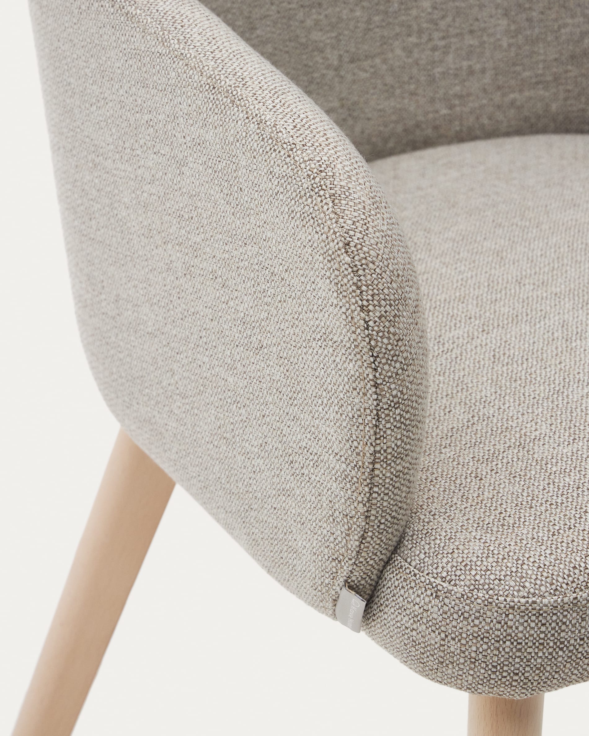 Nelida chair in brown chenille and solid beech wood in a natural finish FSC 100%