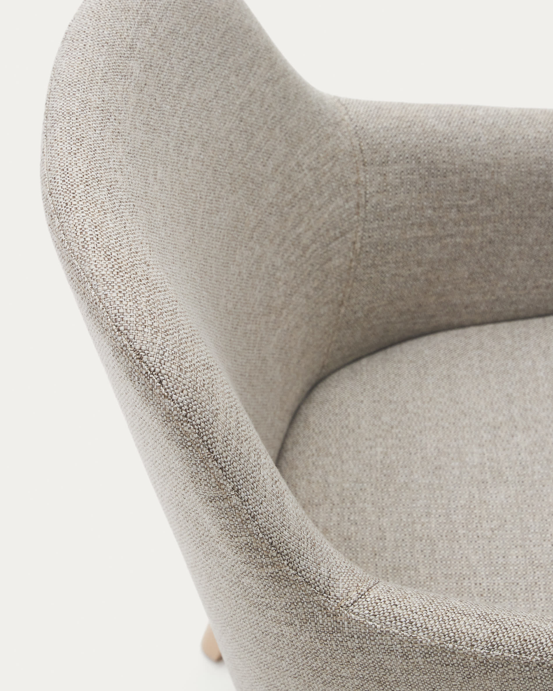 Nelida chair in brown chenille and solid beech wood in a natural finish FSC 100%