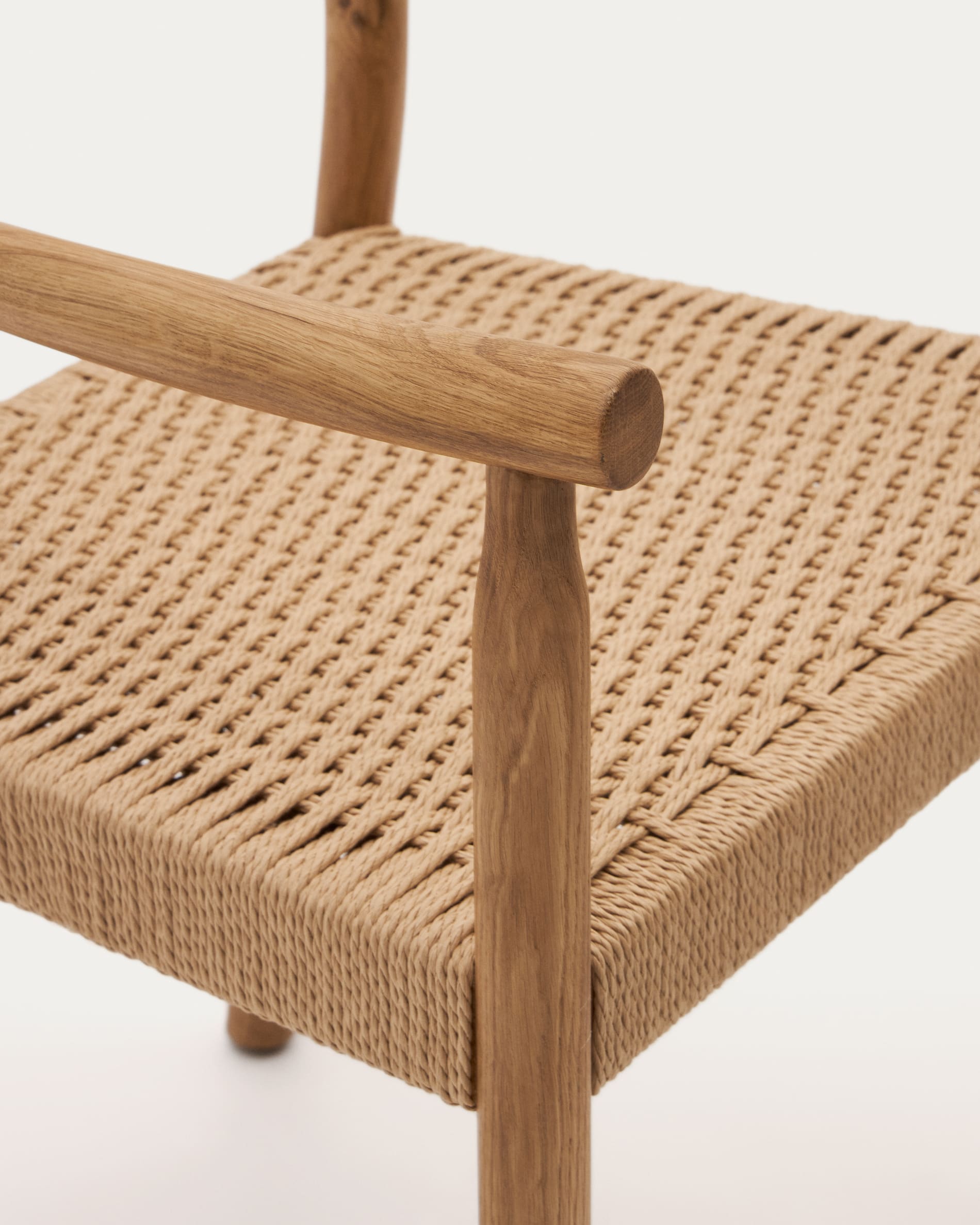 Yalia chair in solid oak wood with natural finish and rope seat FSC Mix Credit