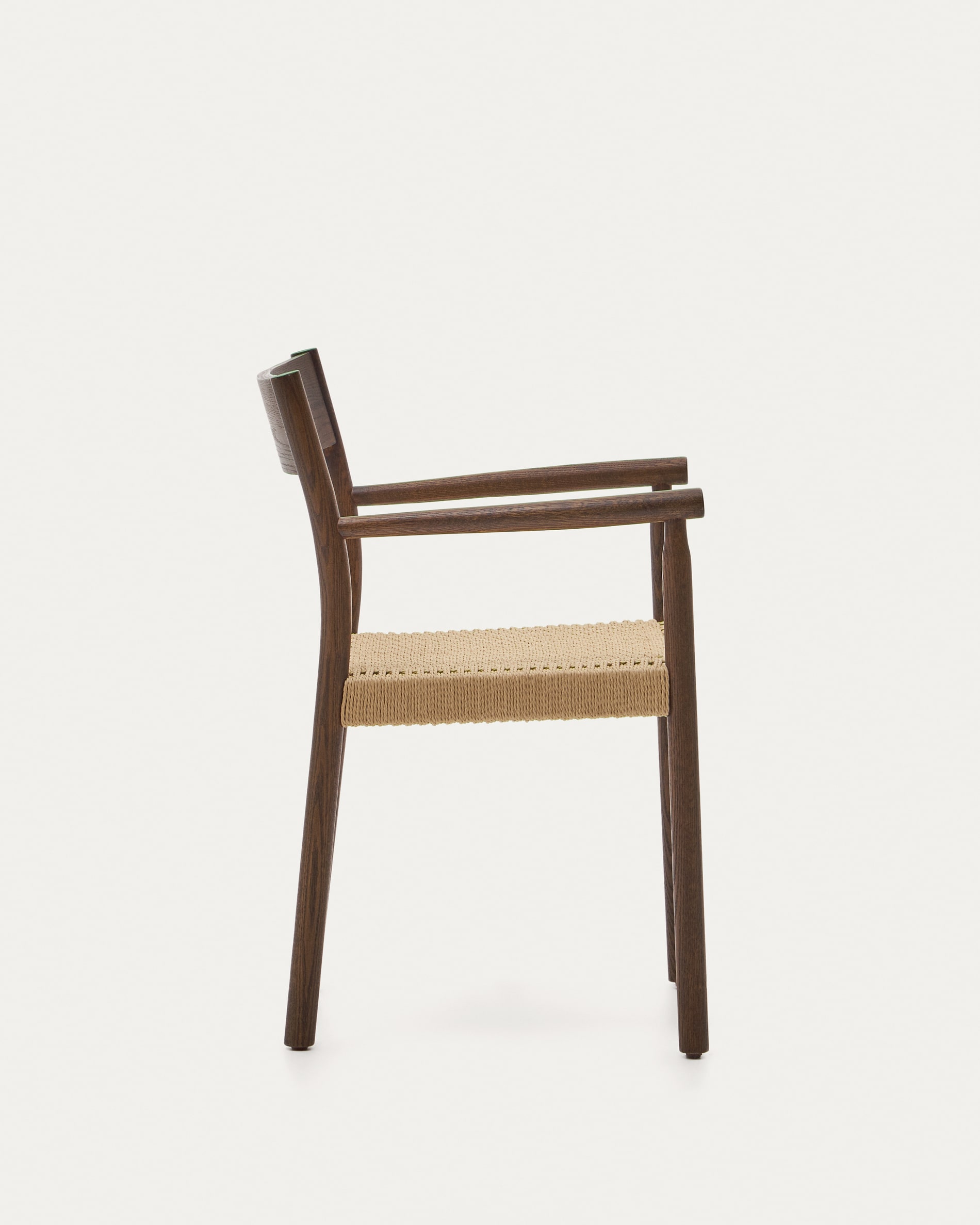 Yalia chair in solid oak wood with walnut finish and rope seat FSC Mix Credit
