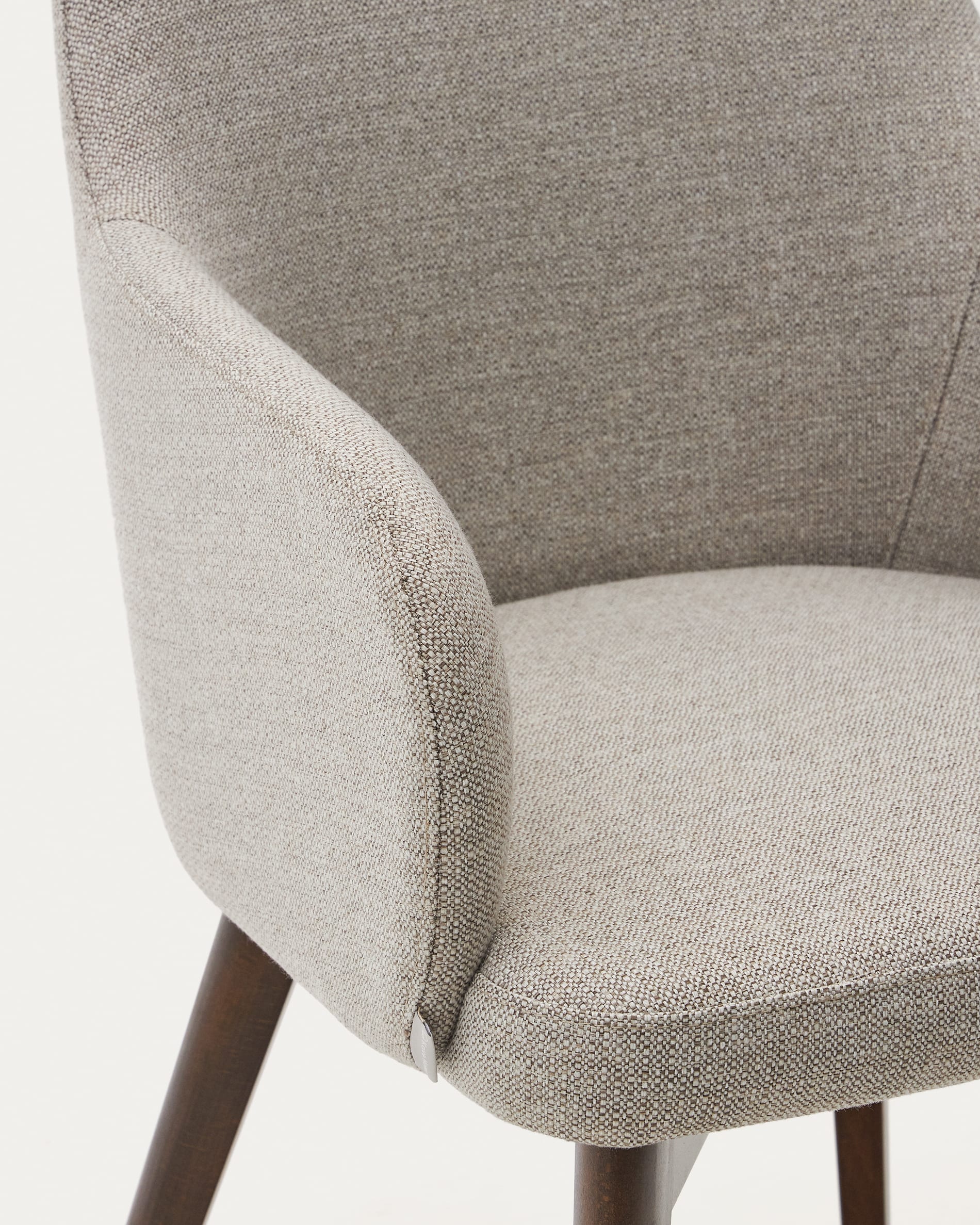 Nelida chair in brown chenille and solid beech wood in a walnut finish FSC 100%