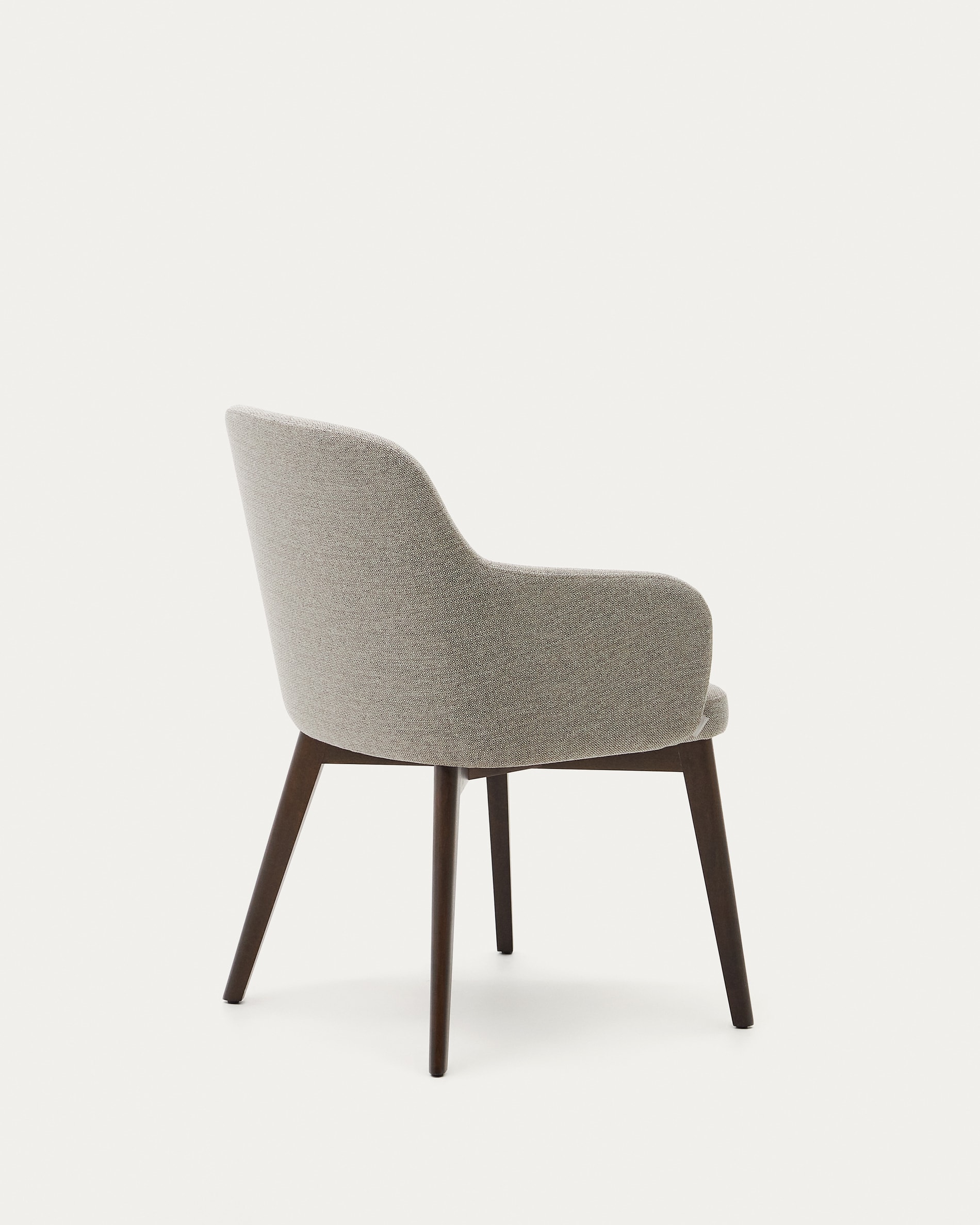 Nelida chair in brown chenille and solid beech wood in a walnut finish FSC 100%