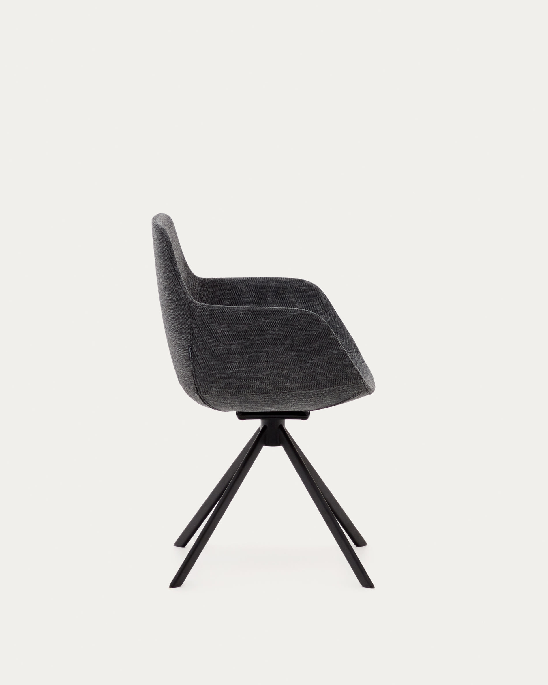 Tissiana self-centring swivel chair in dark grey chenille and matte black aluminium