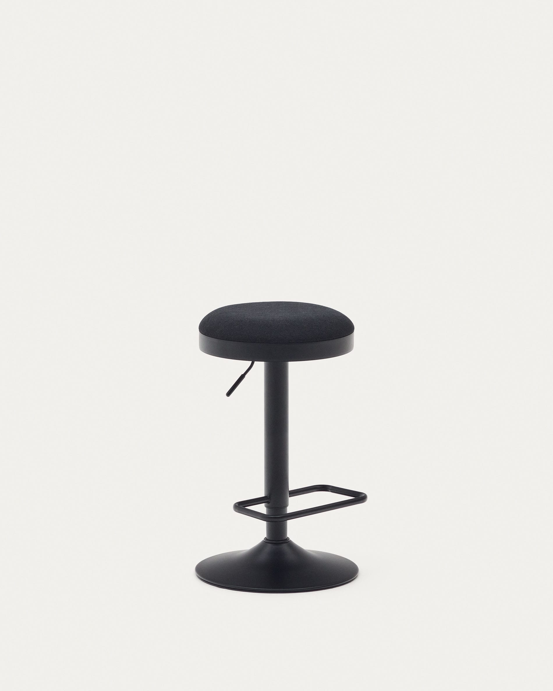 Zaib stool in black chenille and matt black steel height 63