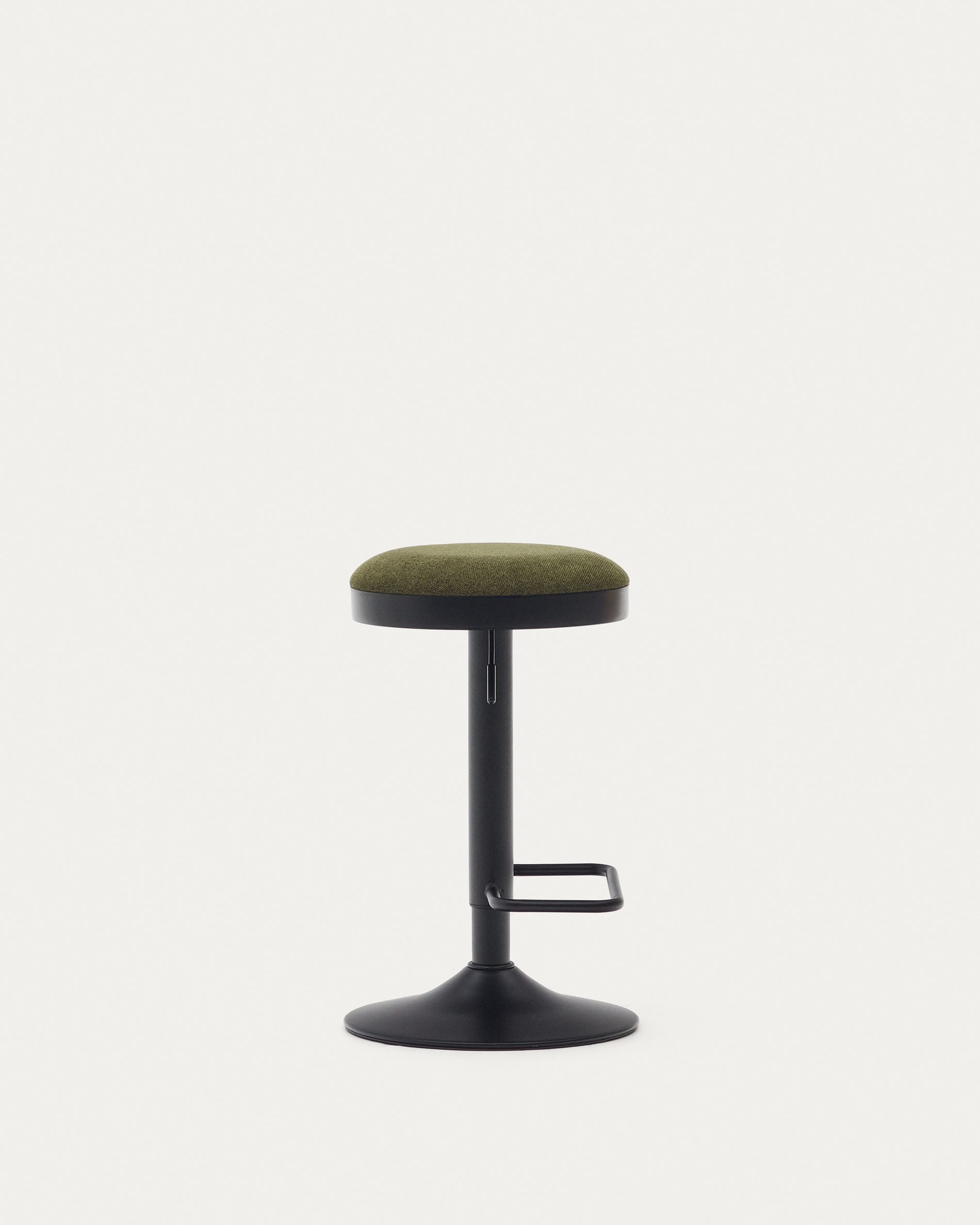 Zaib stool in dark green chenille and matt black steel height 63-84 cm FSC 100%
