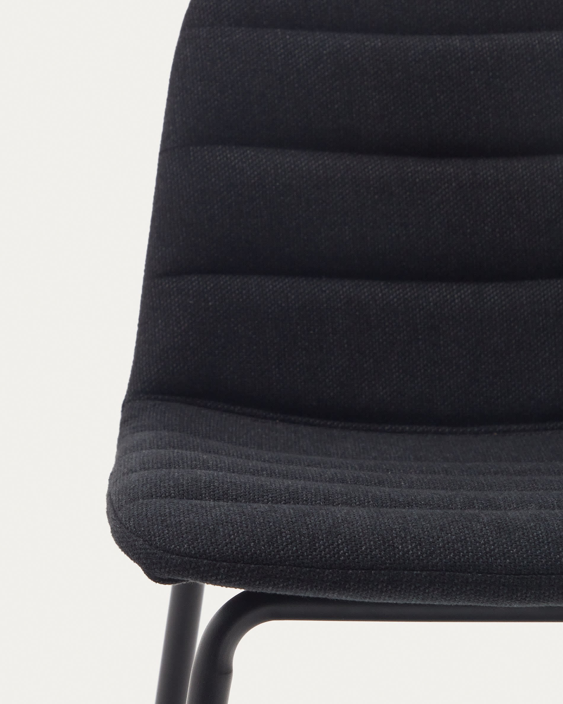 Zunilda stool in black chenille and steel finished with matt black height 65 cm FSC 100%